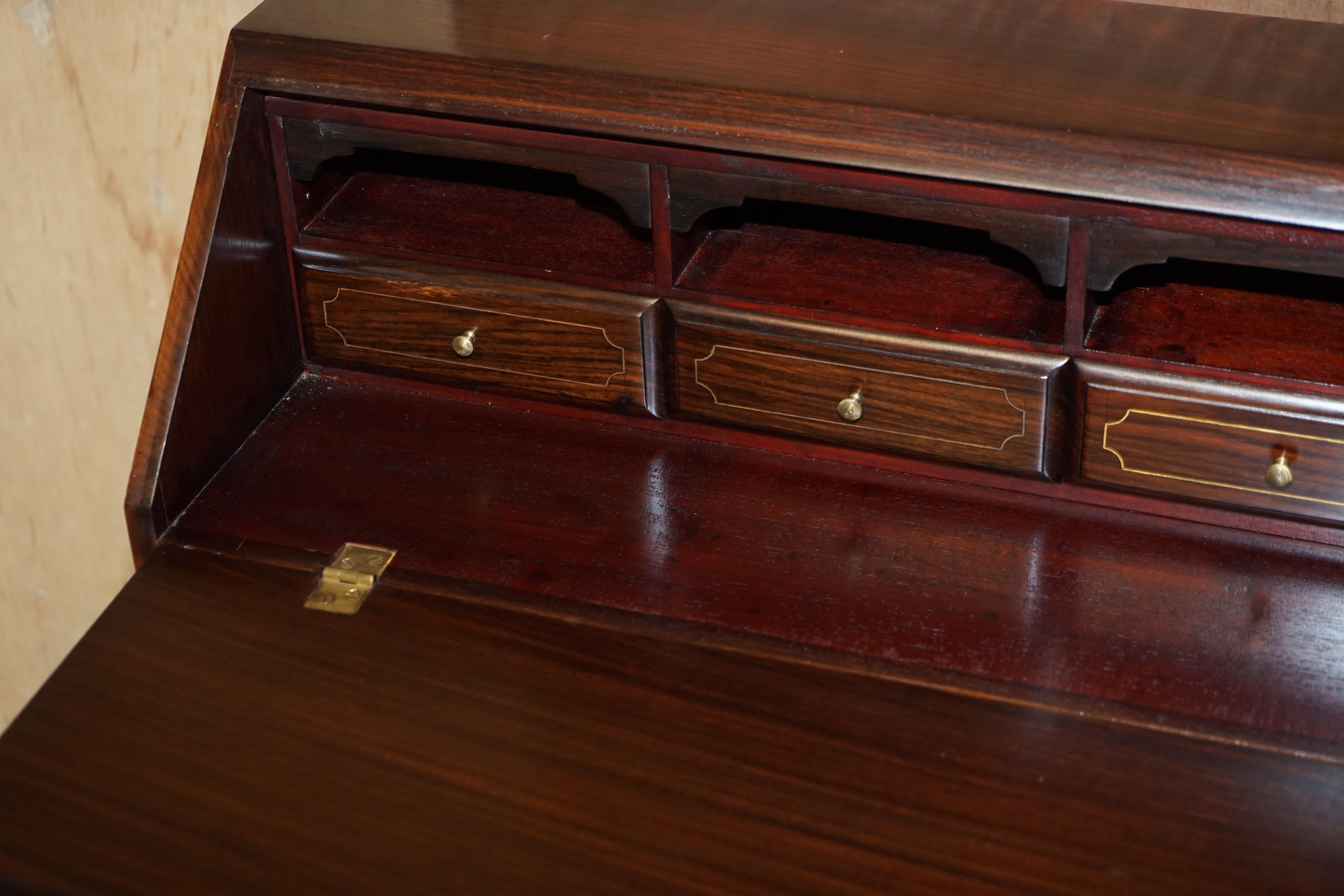 Antike Anglo-indische Militärische Kampagnen-Büro-Schreibtisch-Schubladen aus Holz und Messing, antik im Angebot 8