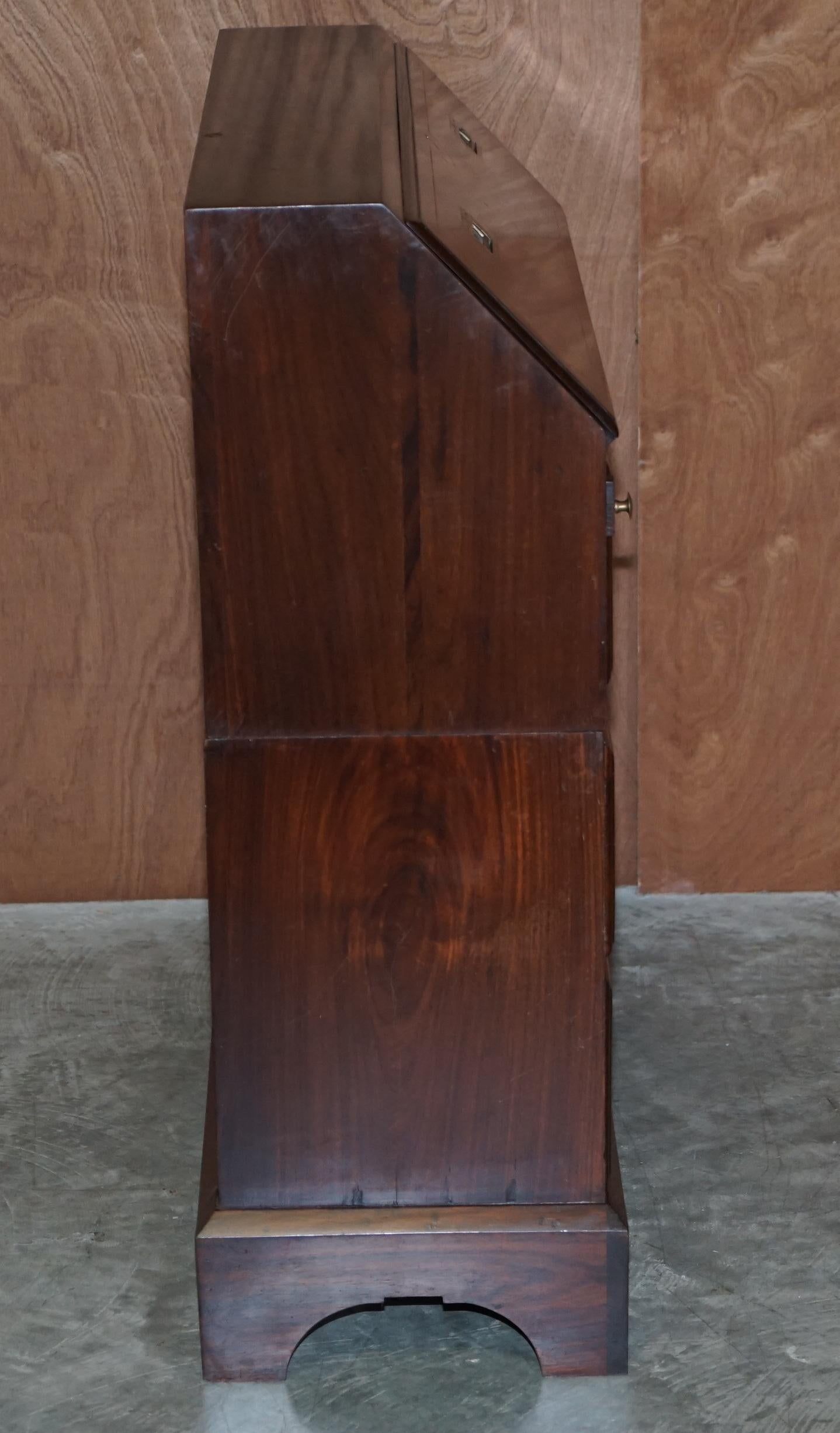 Antique Anglo Indian Military Campaign Camphor Wood & Brass Bureau Desk Drawers For Sale 3