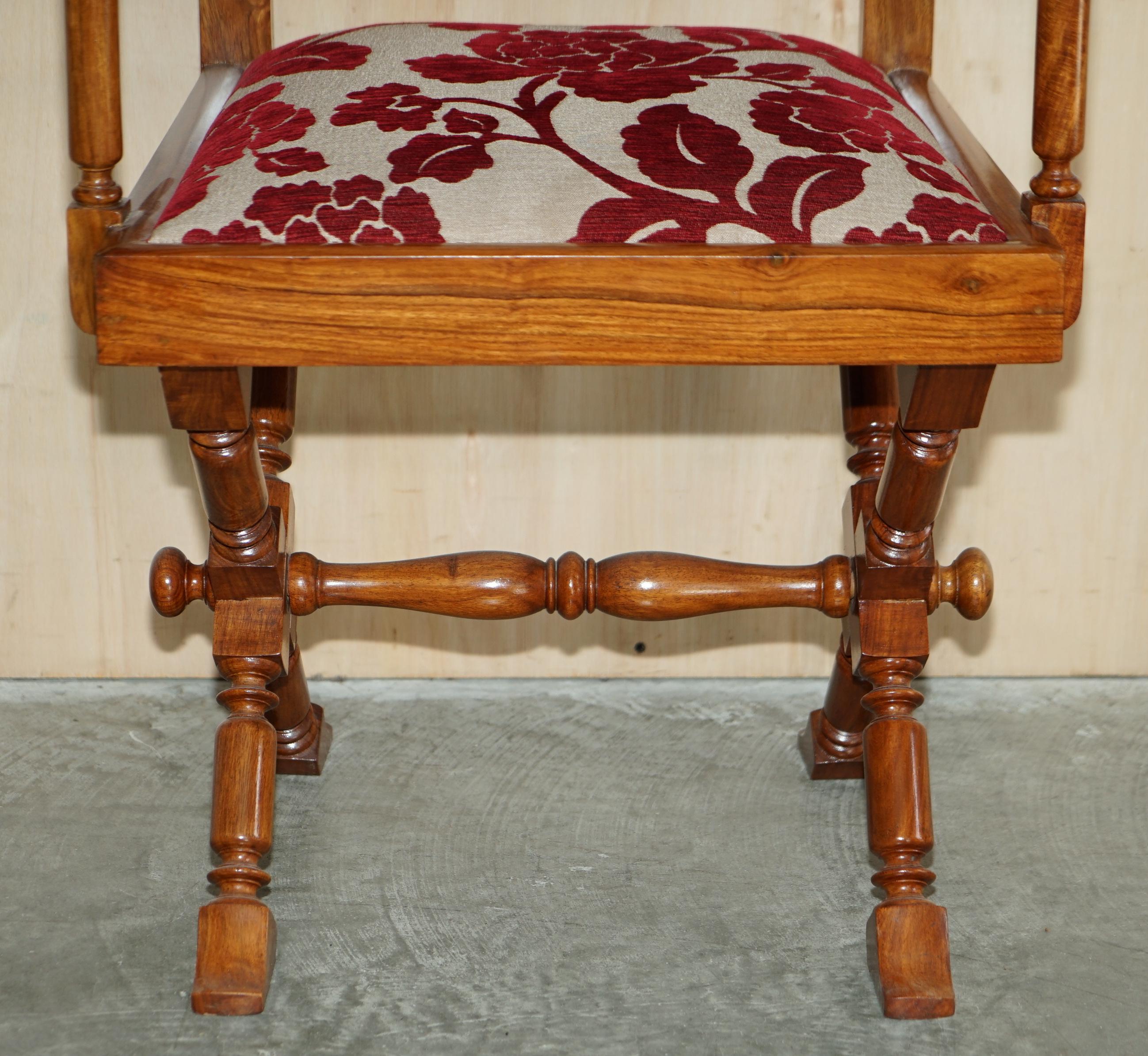 Antique Anglo Indian Military Campaign Trestle Desk & Armchair Hardwood & Brass For Sale 11