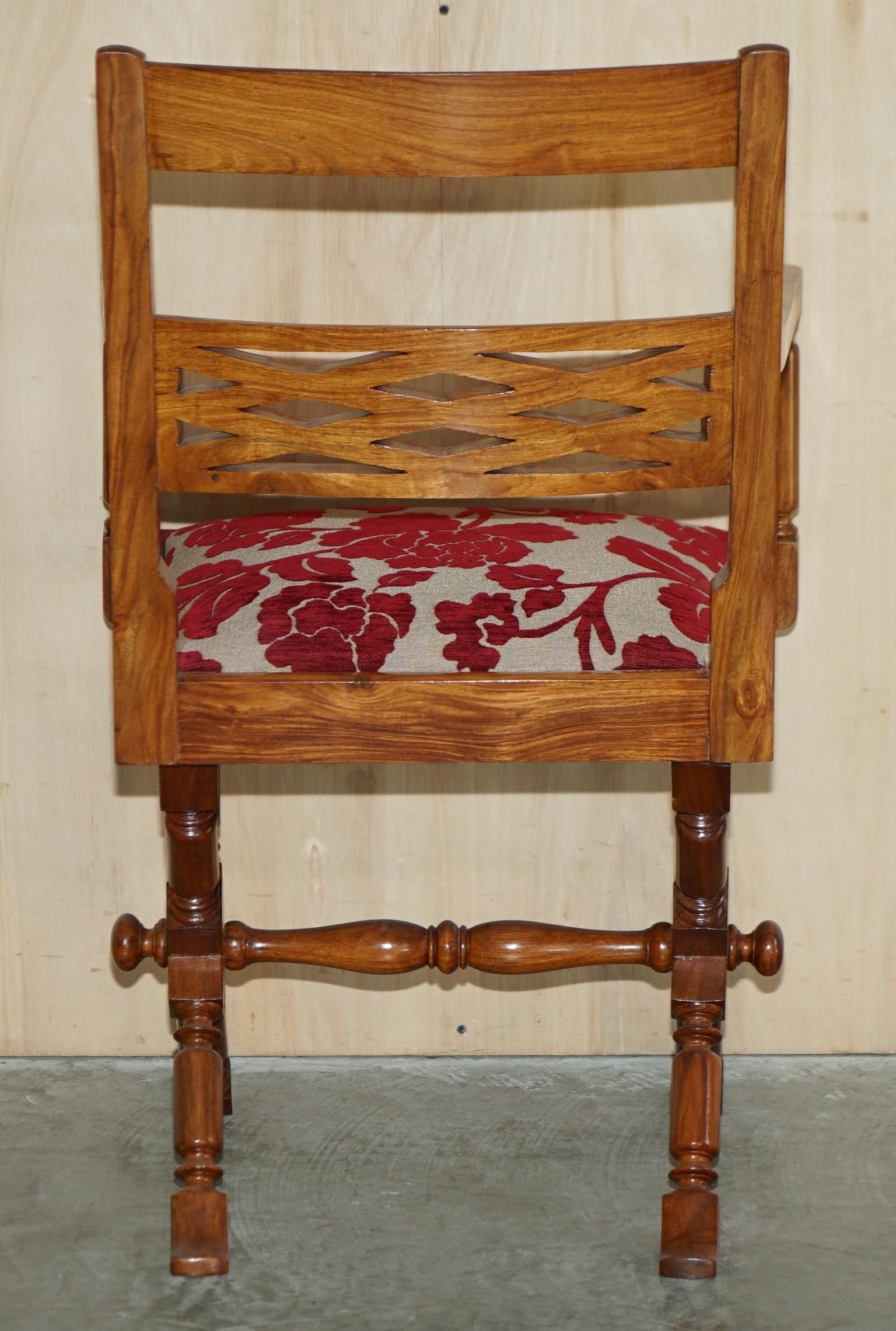 Antique Anglo Indian Military Campaign Trestle Desk & Armchair Hardwood & Brass For Sale 13