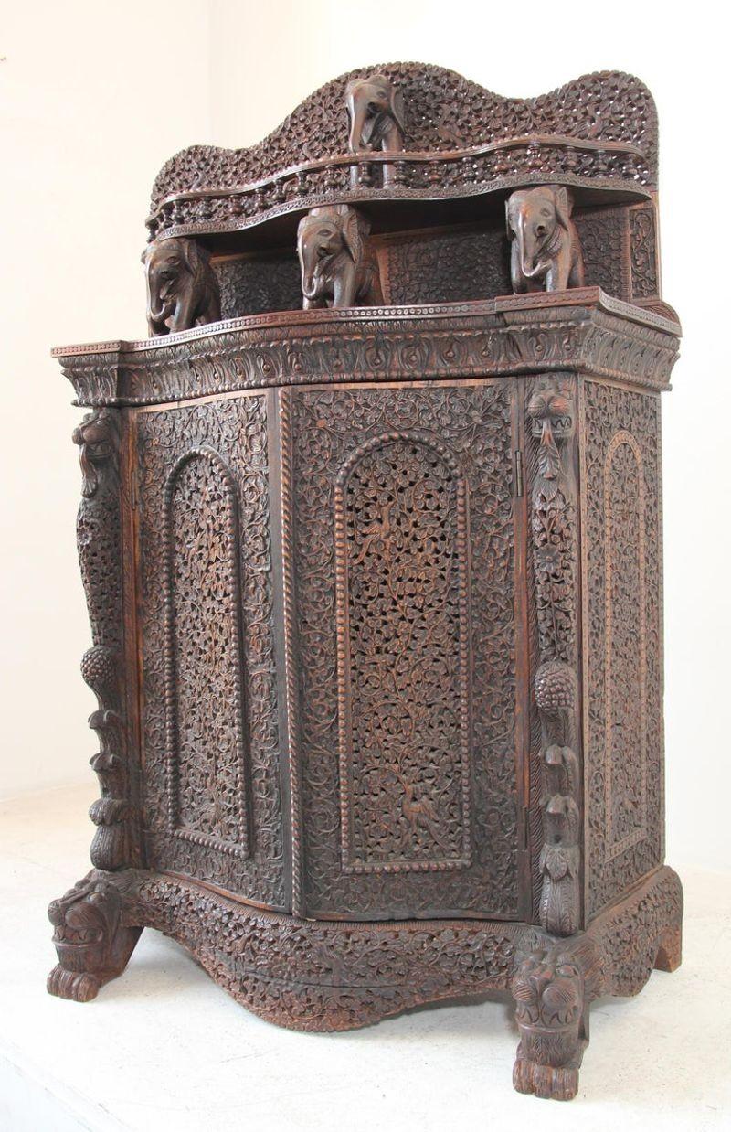 Antique Anglo Indian Mughal Sideboard or Dry Bar Cabinet For Sale 2
