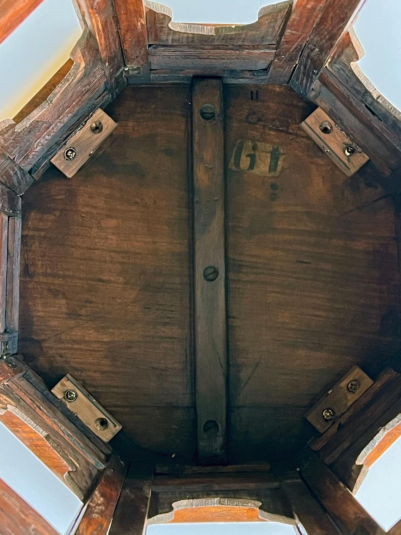 Antique Anglo Indian Octagonal Traveling Table with Brass and Copper Inlay 2