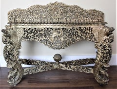 Antique Anglo-Indian Ornately Hand-Carved Hardwood Console Table