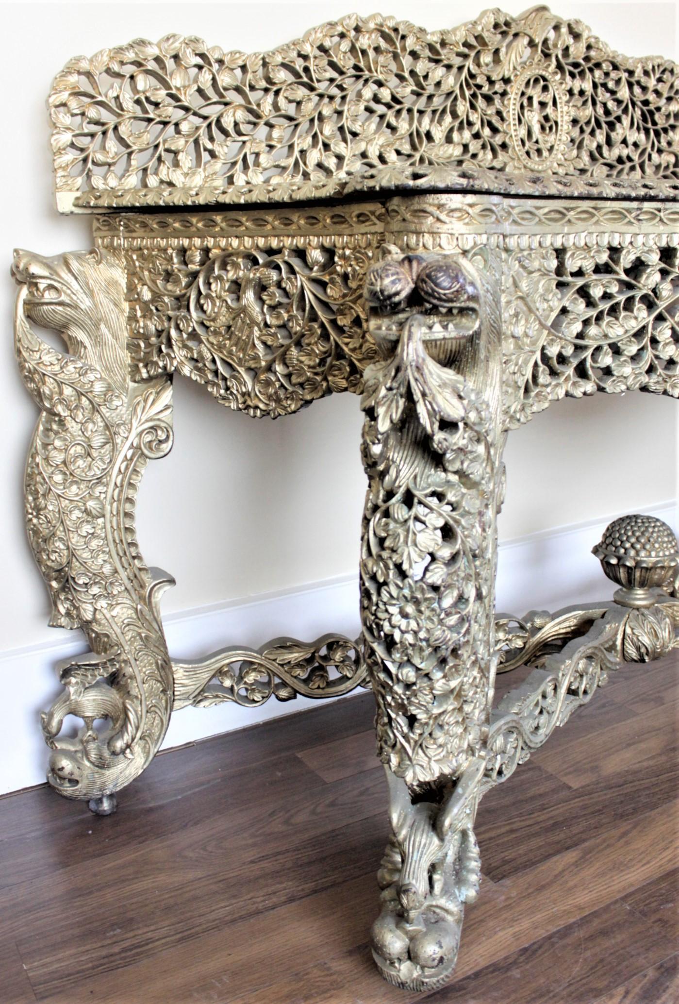 19th Century Antique Anglo-Indian Ornately Hand-Carved Hardwood Console Table