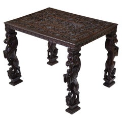 Antique Anglo Indian Padouk Carved Occasional Side Table