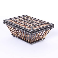 Antique Anglo-Indian Quill Box or Basket