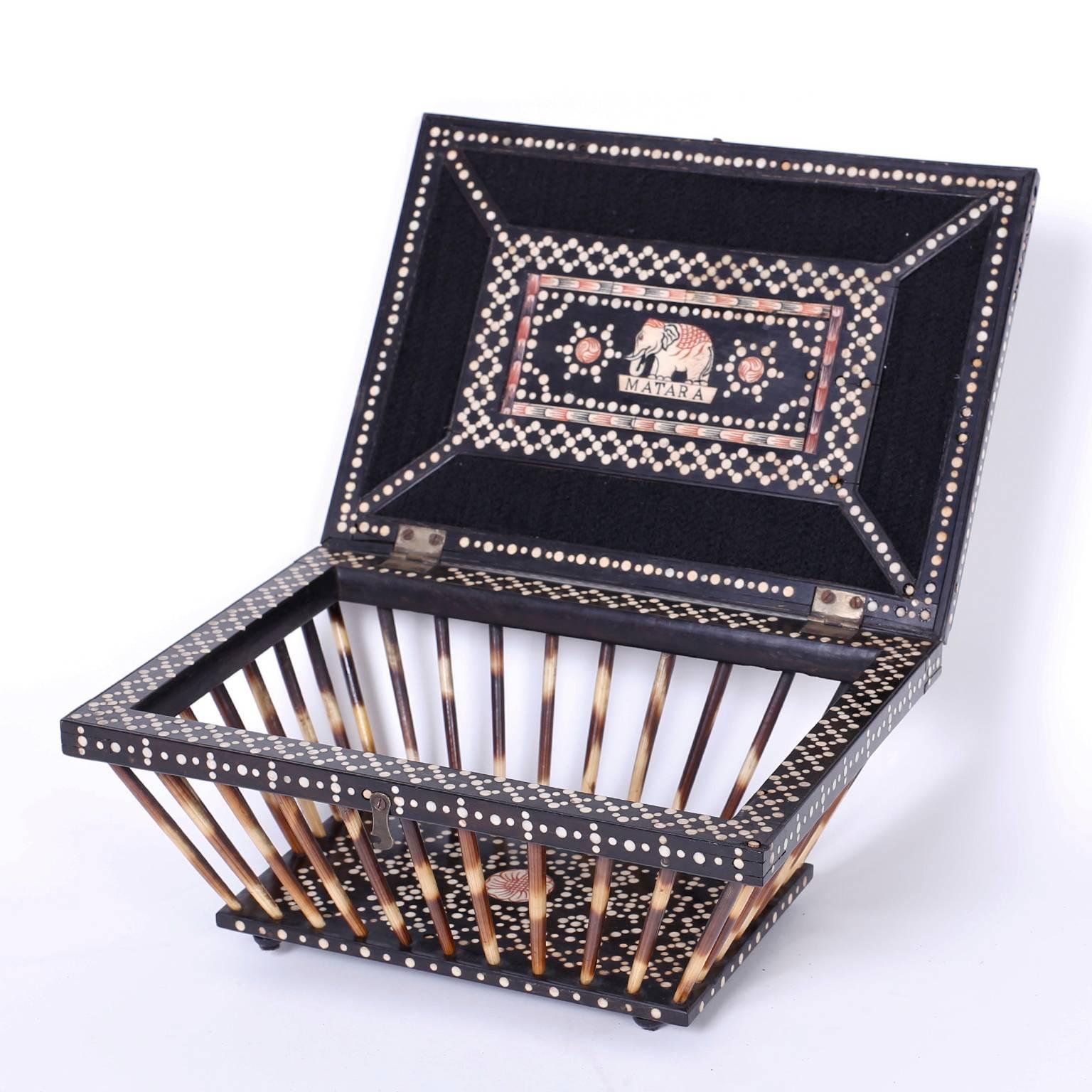 Antique Anglo-Indian Quill Box or Basket In Good Condition In Palm Beach, FL