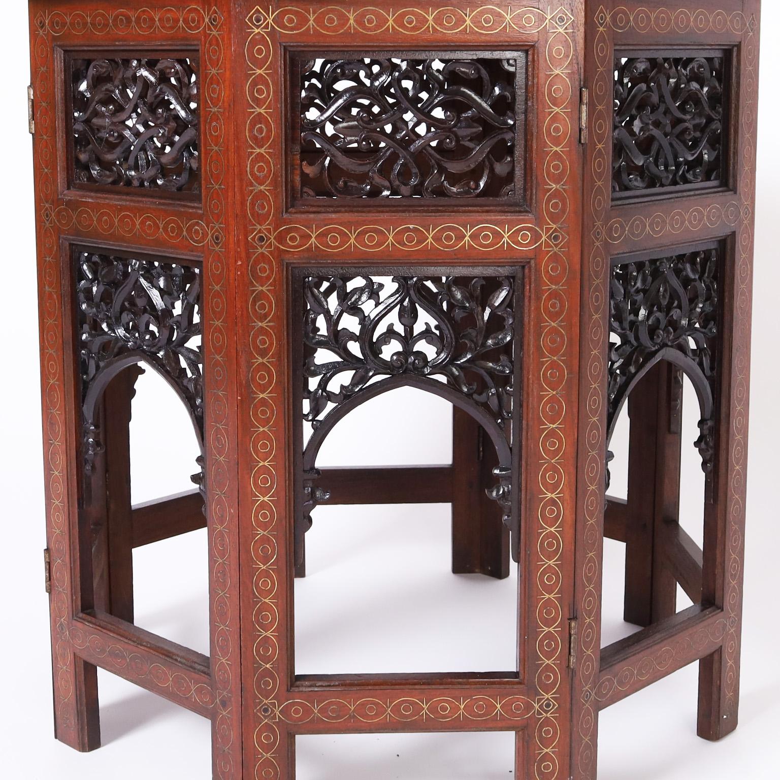 Antique Anglo Indian Rosewood and Brass Inlaid Table 2