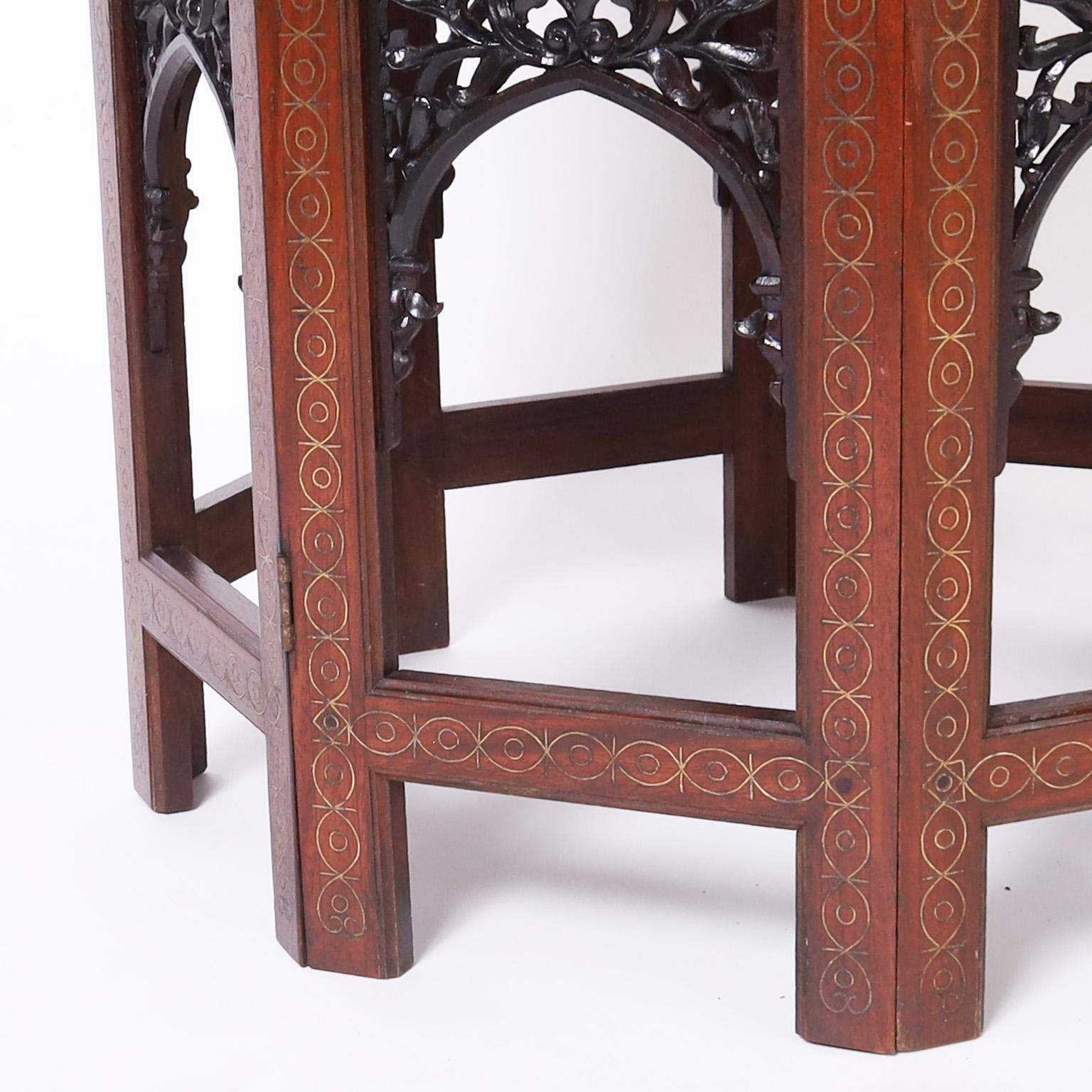 Antique Anglo Indian Rosewood and Brass Inlaid Table For Sale 3