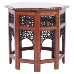 Antique Anglo Indian Rosewood and Brass Inlaid Table
