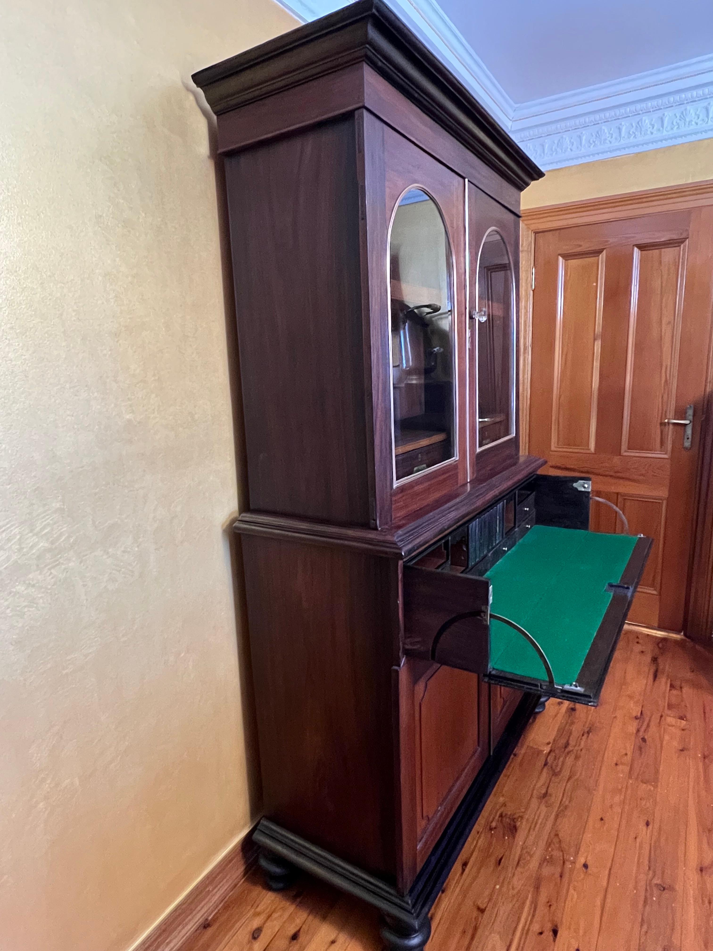 Antique Anglo Indian Rosewood Secrétaire Bookcase In Good Condition For Sale In EDENSOR PARK, NSW