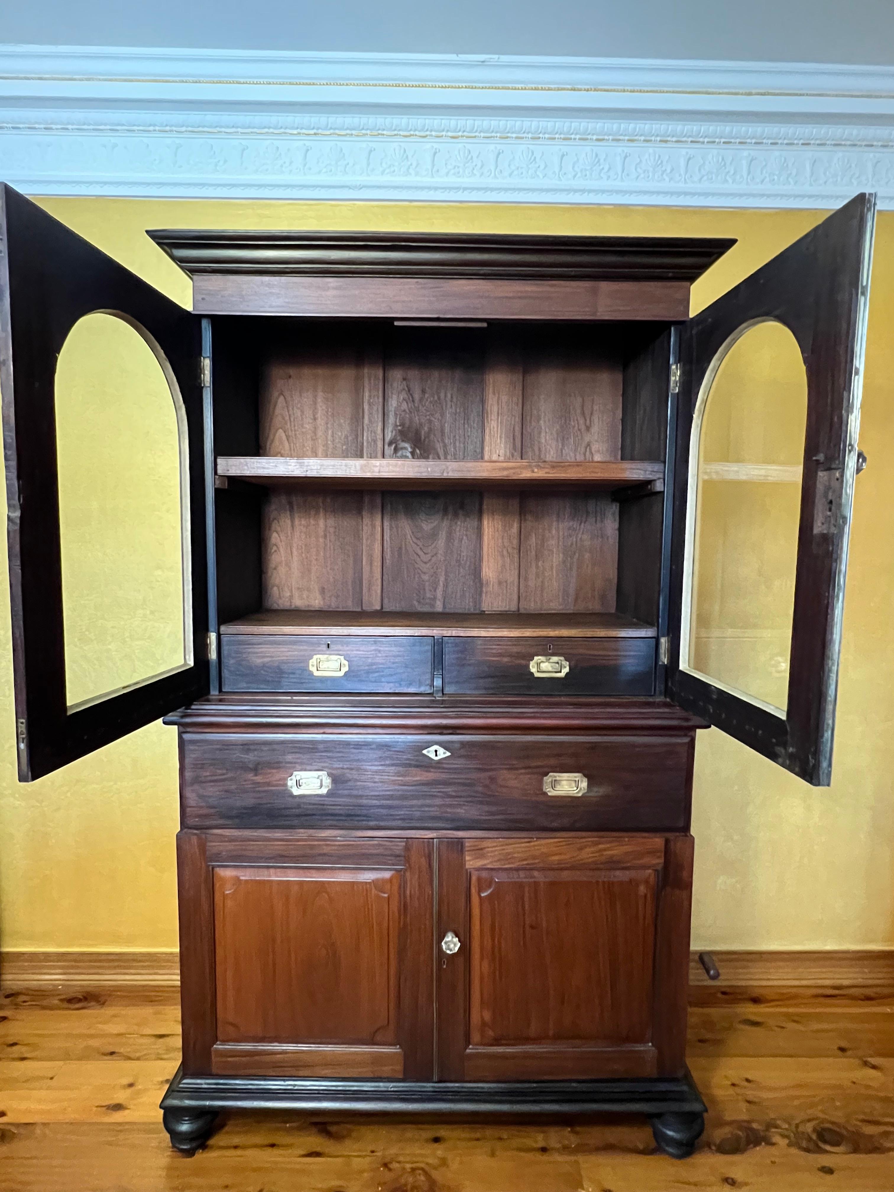 Antique Anglo Indian Rosewood Secrétaire Bookcase For Sale 2