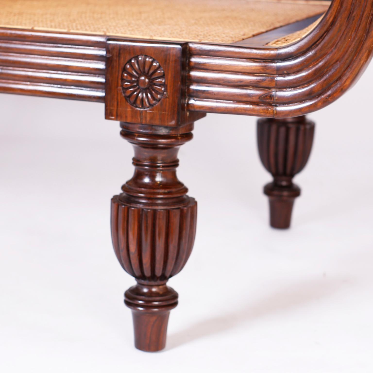 Antique Anglo Indian Rosewood Settee In Good Condition In Palm Beach, FL