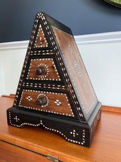 Antique Anglo Indian Sadeli Inlaid Pyramid Jewelry Cabinet Box with Drawers