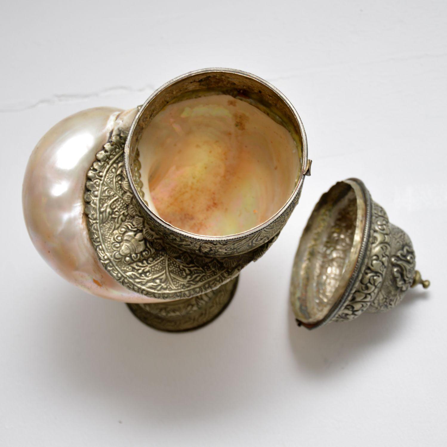 Antique Anglo Indian Silver Mounted Nautilus Shell Cup For Sale 2