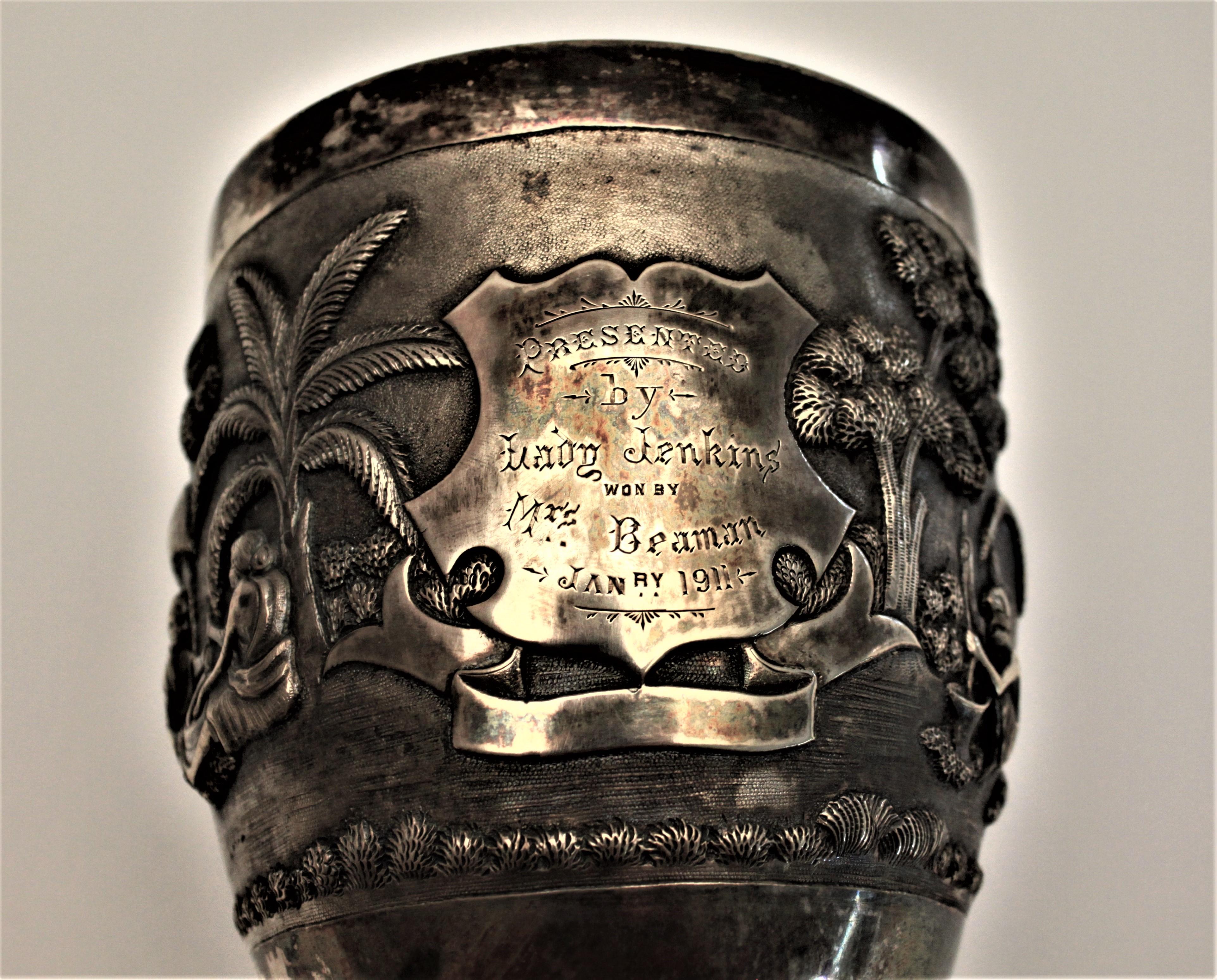 Anglo-Indian Antique Anglo Indian Silver Presentation Goblet or Trophy