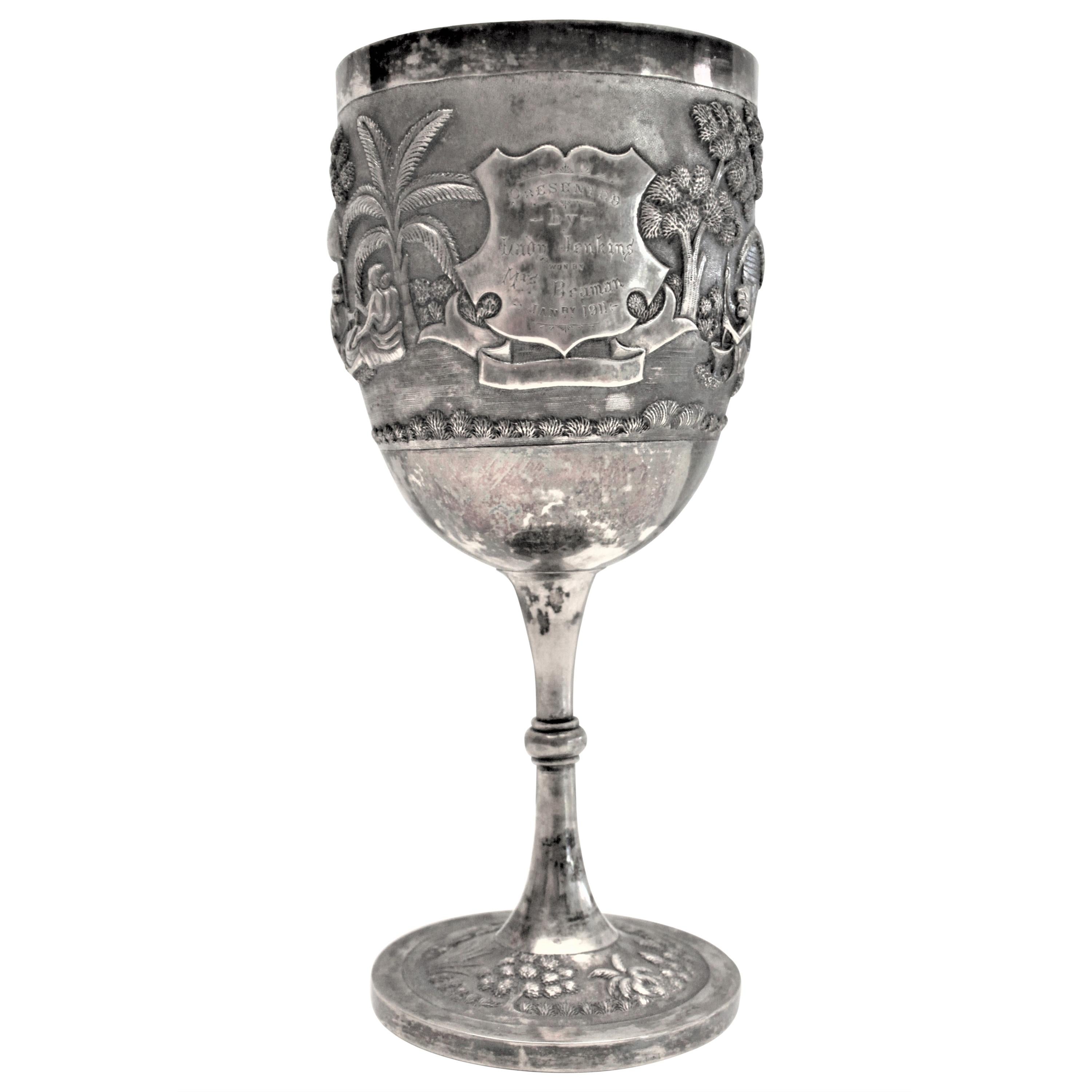Antique Anglo Indian Silver Presentation Goblet or Trophy For Sale at  1stDibs | silver goblets made in india, antique goblets, ornate goblet