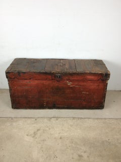 Antique Anglo-Indian Softwood Trunk with Unique Hardware