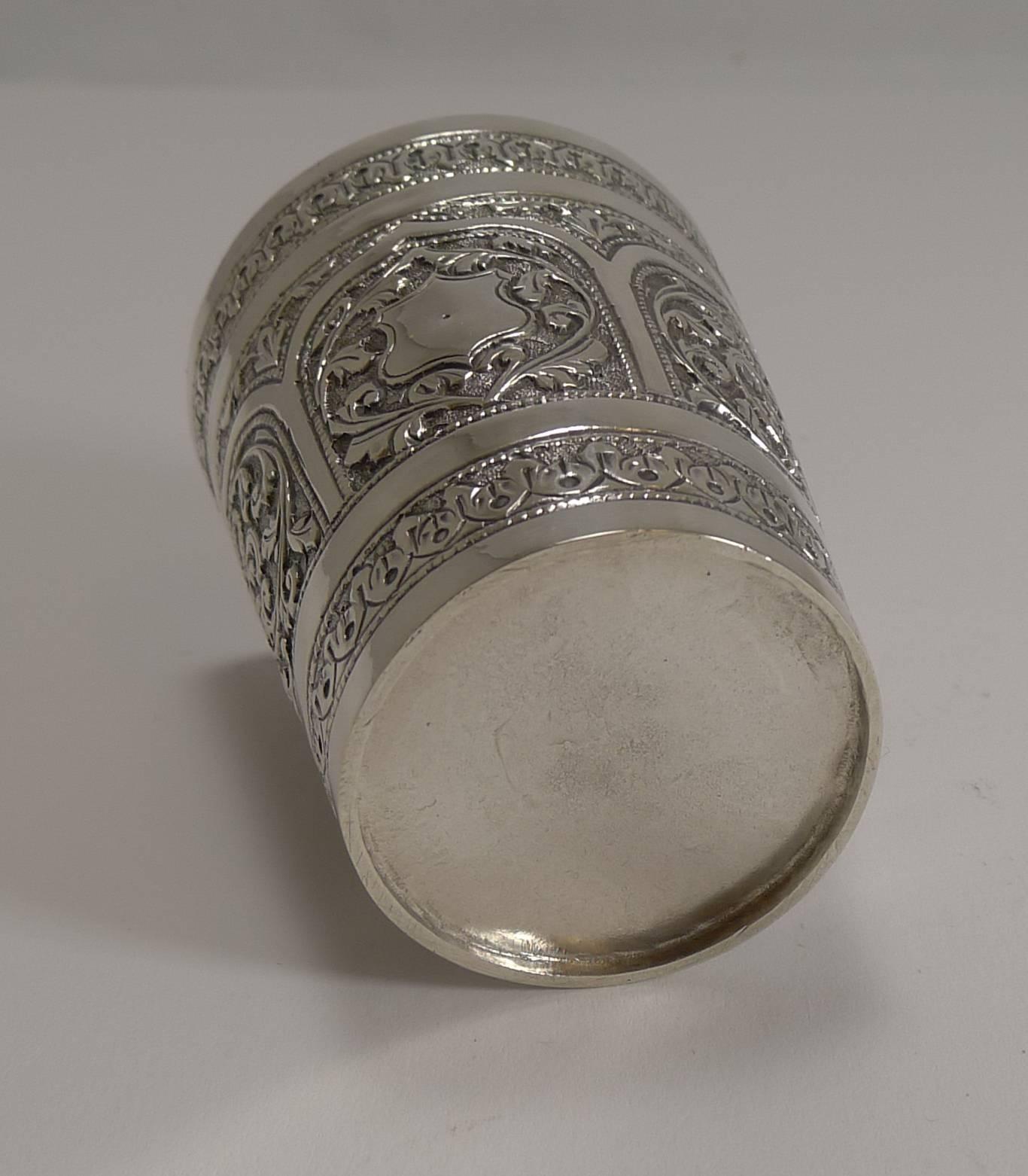 Late 19th Century Antique Anglo-Indian Sterling Silver Beaker, circa 1890 For Sale