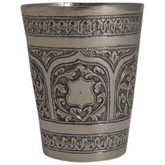 Gobelet anglo-indien ancien en argent sterling, vers 1890