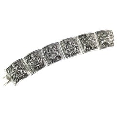 Antique Anglo-Indian Sterling Silver Bracelet, Buddhist Deities, Victorian