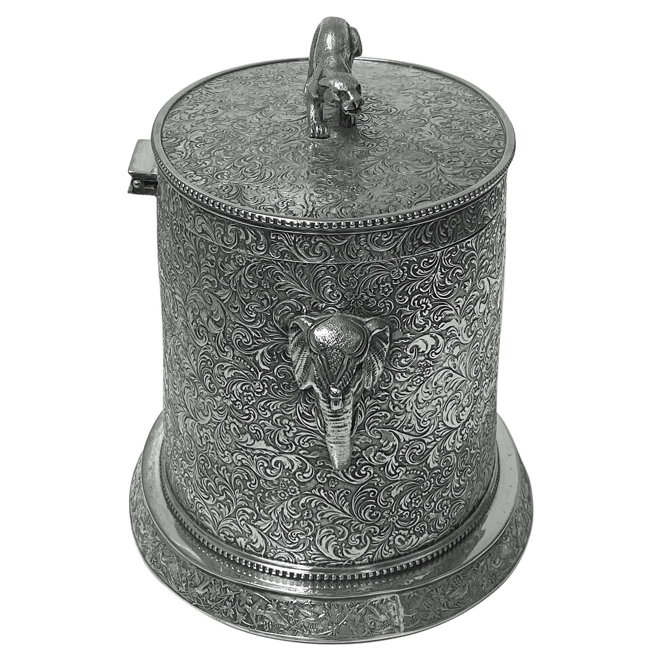 Antique Anglo-Indian Style Large Biscuit Box, Silber & Fleming, C. 1880 1