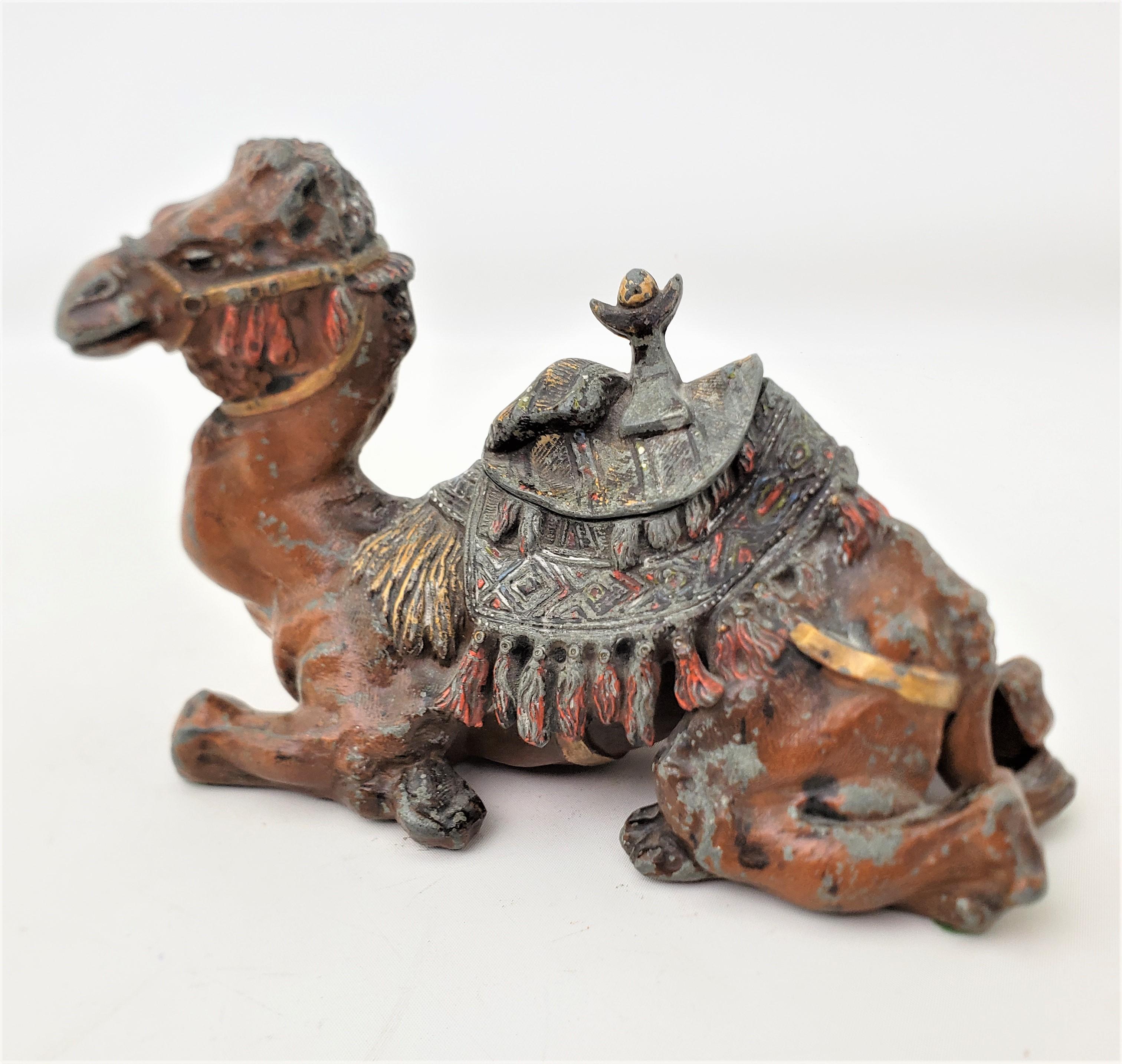 Antikes, antikes, anglo-indisches, gegossenes, figurales Kamel-Tintenfass oder Skulptur aus Metall im Angebot 5