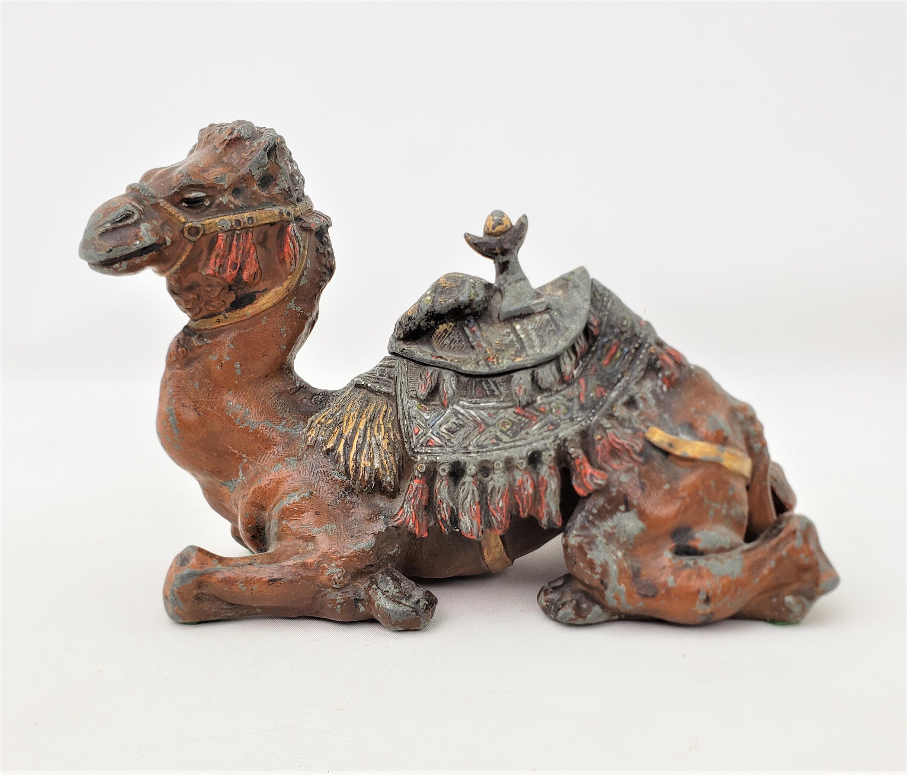 Austrian Antique Anglo-Indian Styled Cast Metal Figural Camel Inkwell or Sculpture For Sale