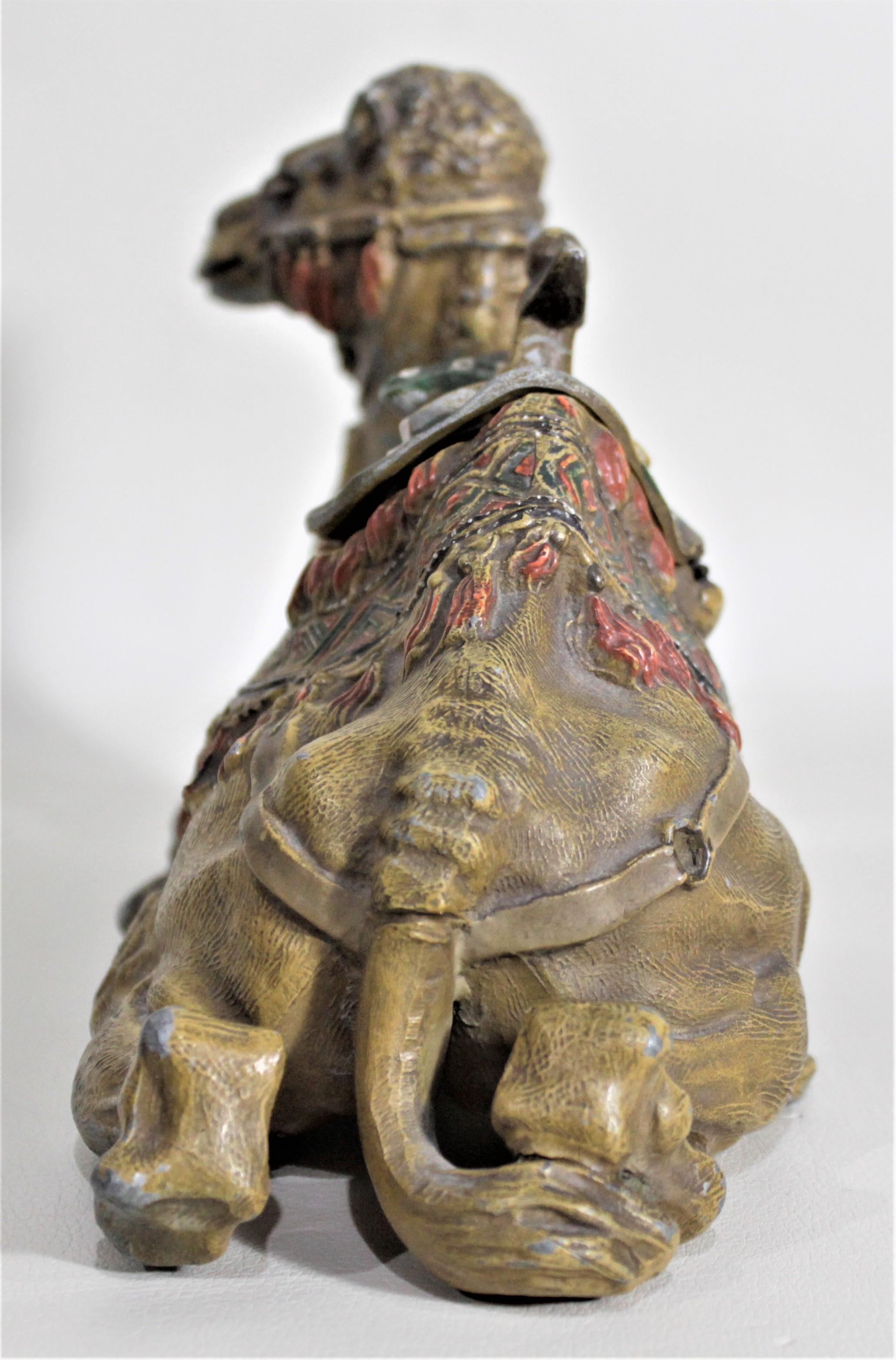 Austrian Antique Anglo-Indian Styled Cast Metal Figural Camel Inkwell or Sculpture For Sale