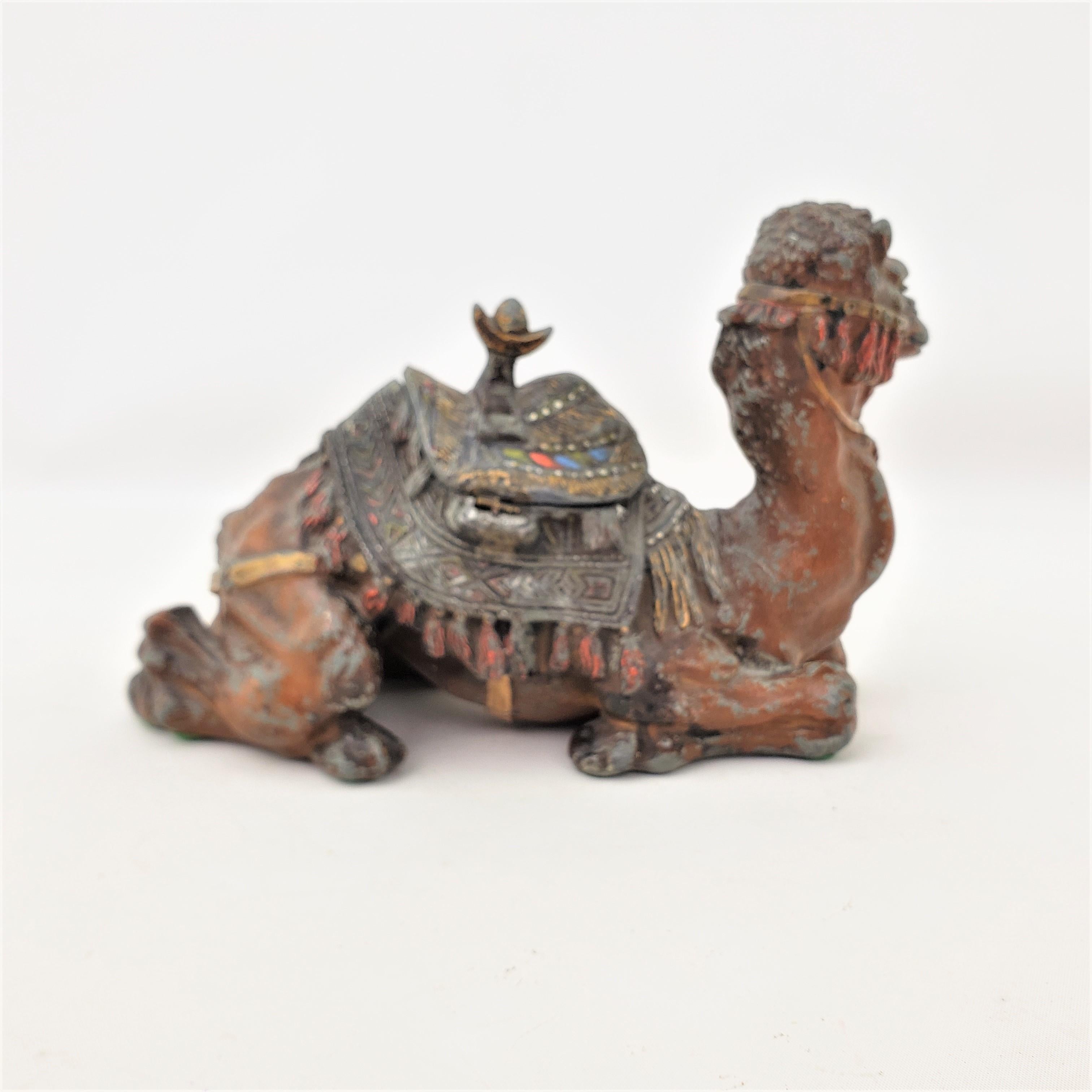 20th Century Antique Anglo-Indian Styled Cast Metal Figural Camel Inkwell or Sculpture For Sale