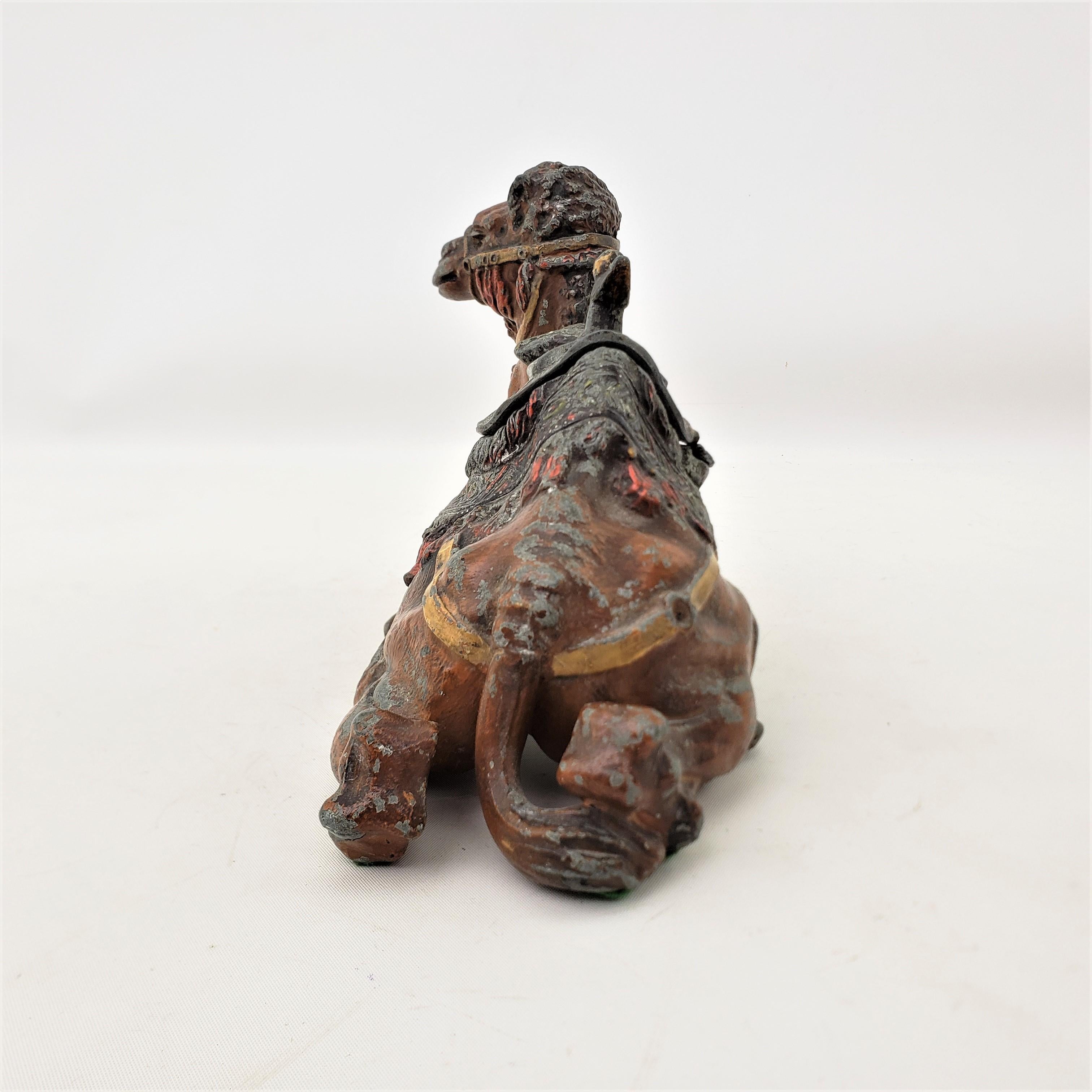 Spelter Antique Anglo-Indian Styled Cast Metal Figural Camel Inkwell or Sculpture For Sale
