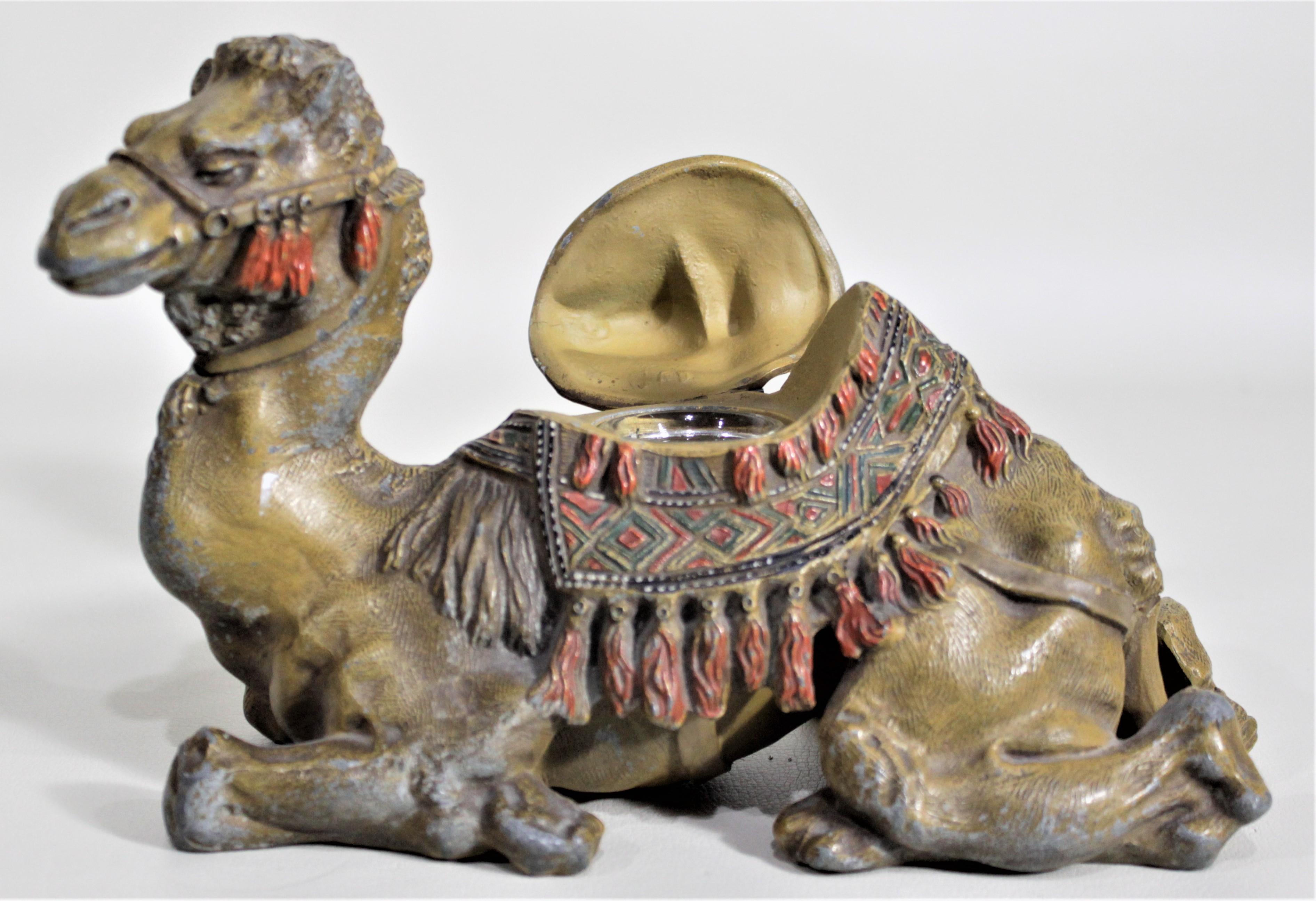 20th Century Antique Anglo-Indian Styled Cast Metal Figural Camel Inkwell or Sculpture For Sale