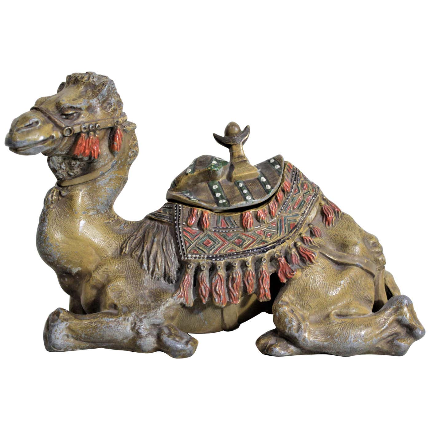 Antique Anglo-Indian Styled Cast Metal Figural Camel Inkwell or ...