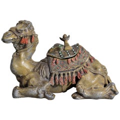 Antique Anglo-Indian Styled Cast Metal Figural Camel Inkwell or Sculpture