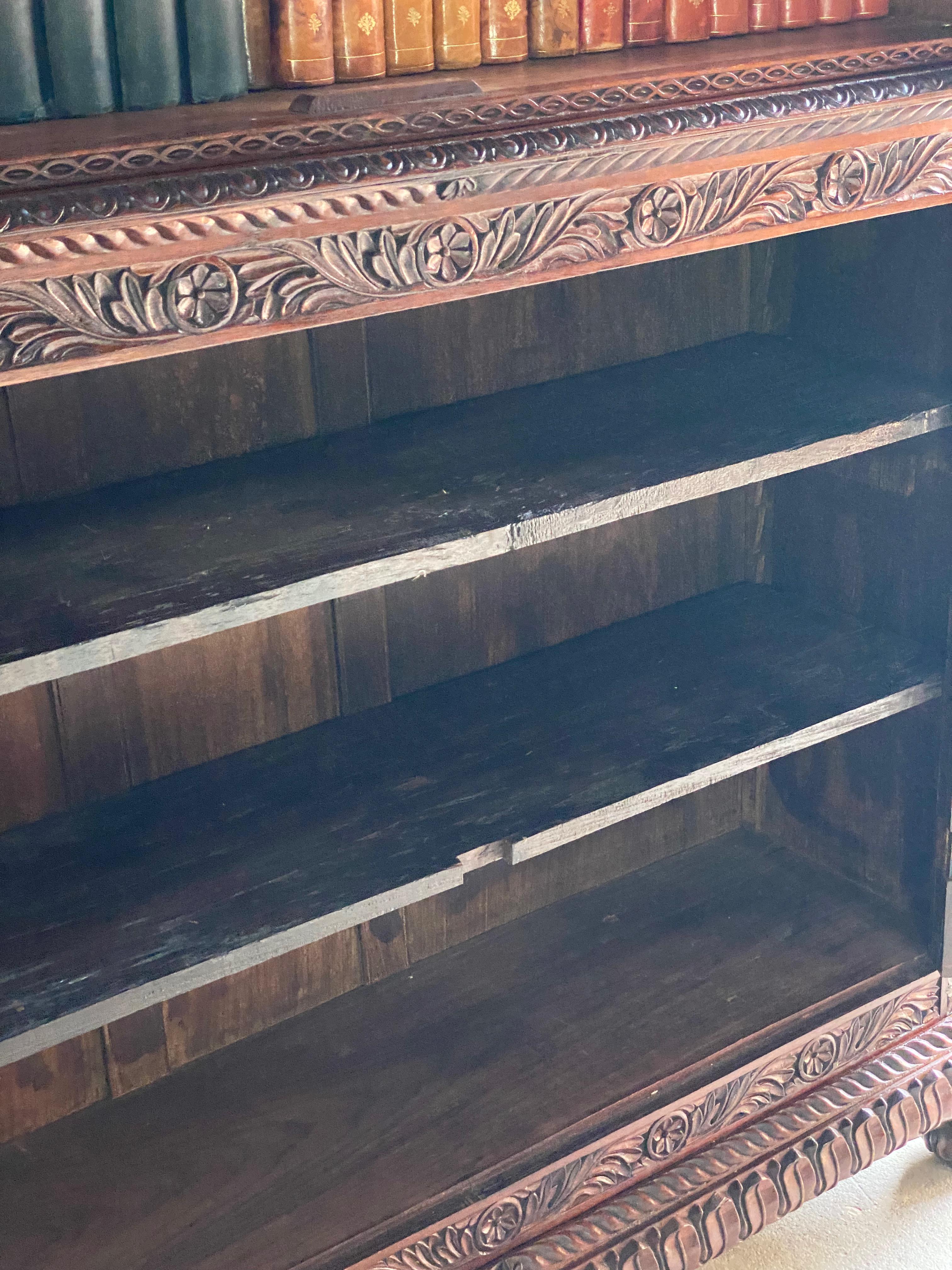 Antique Anglo-Indian Sunburst Teak Bookcase Cabinet Circa 1850 For Sale 12