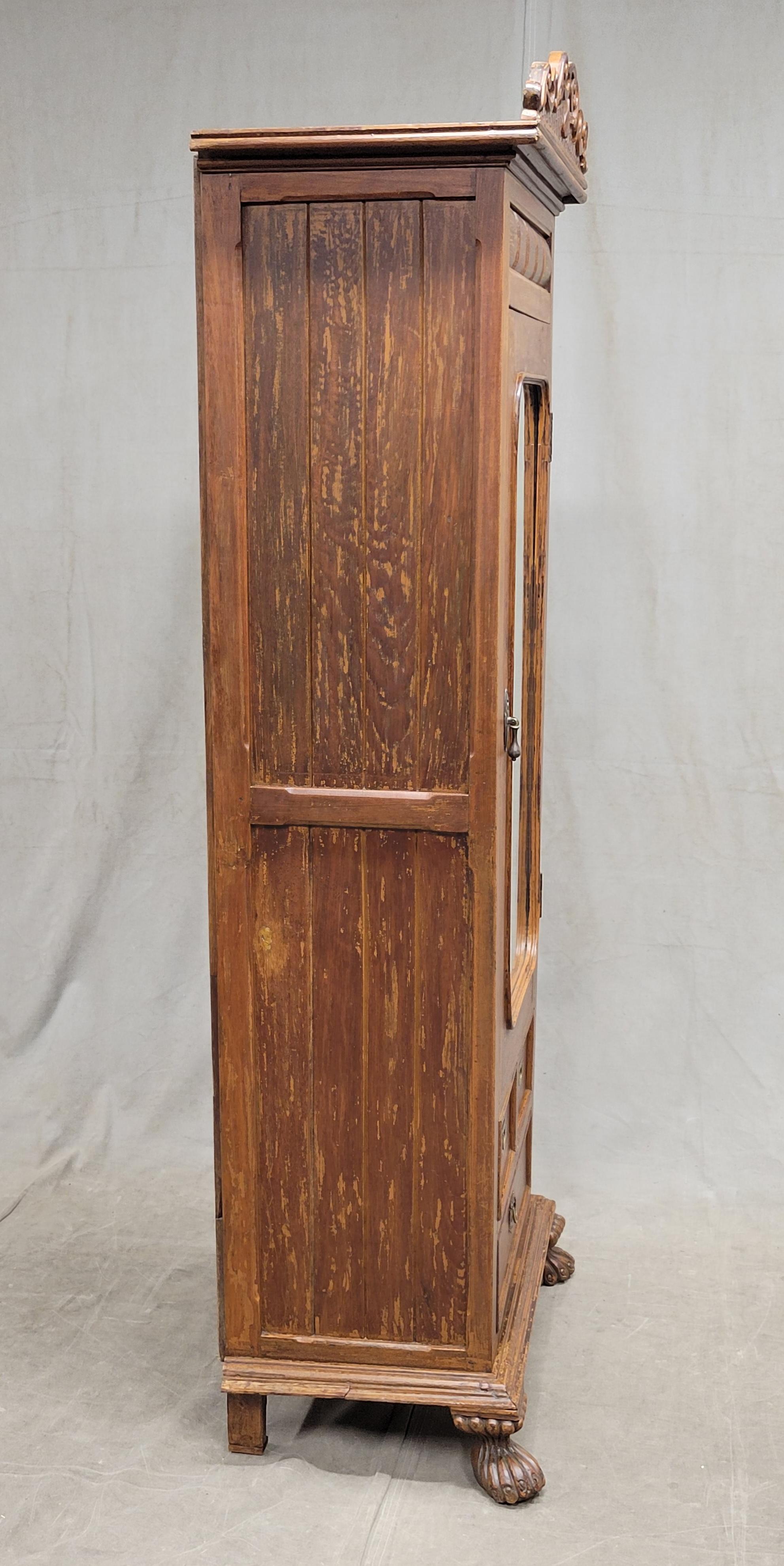 Antique Anglo Indian Teak Petite Armoire Cupboard With Mirror For Sale 5