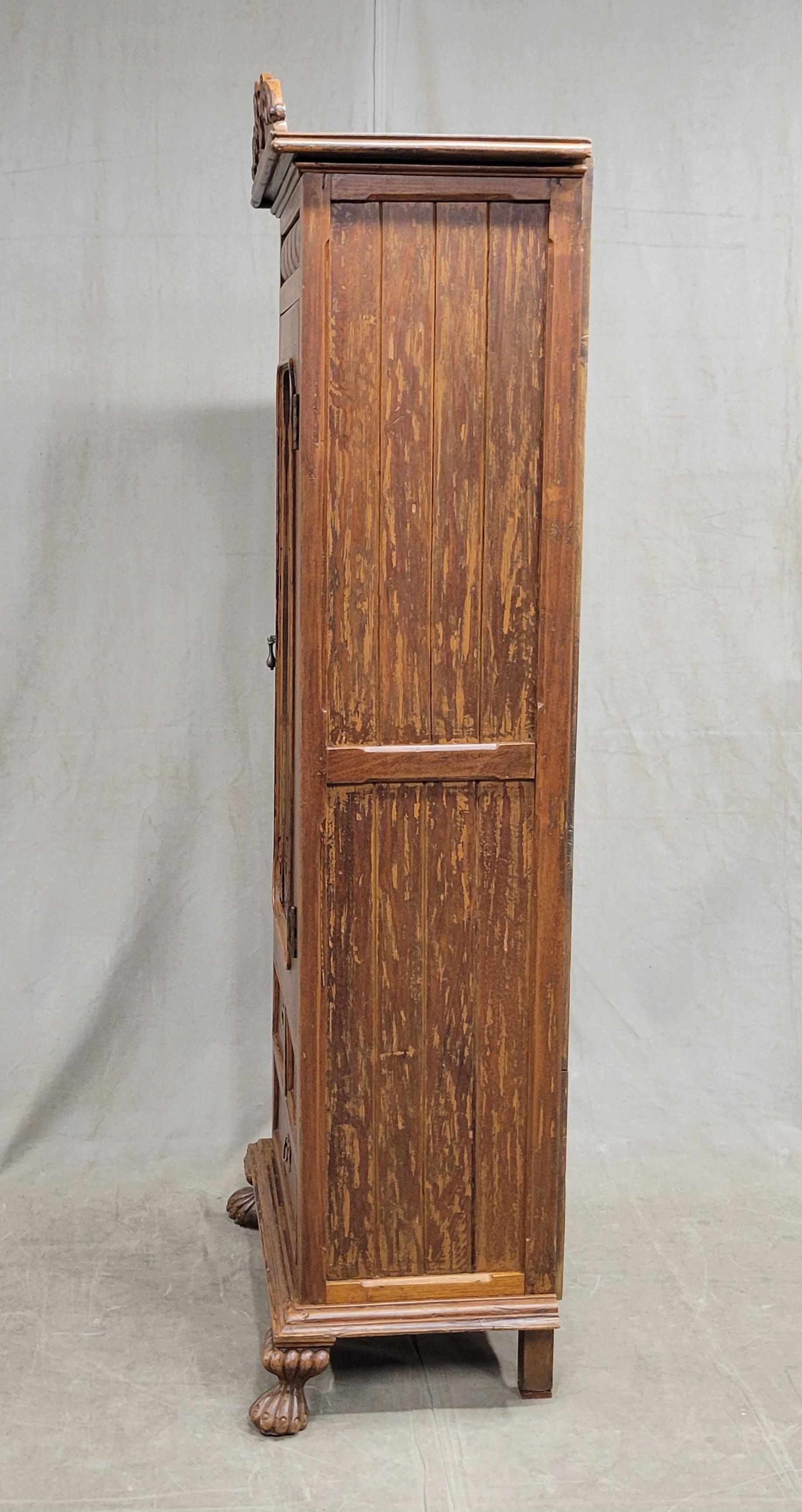 Antique Anglo Indian Teak Petite Armoire Cupboard With Mirror For Sale 7