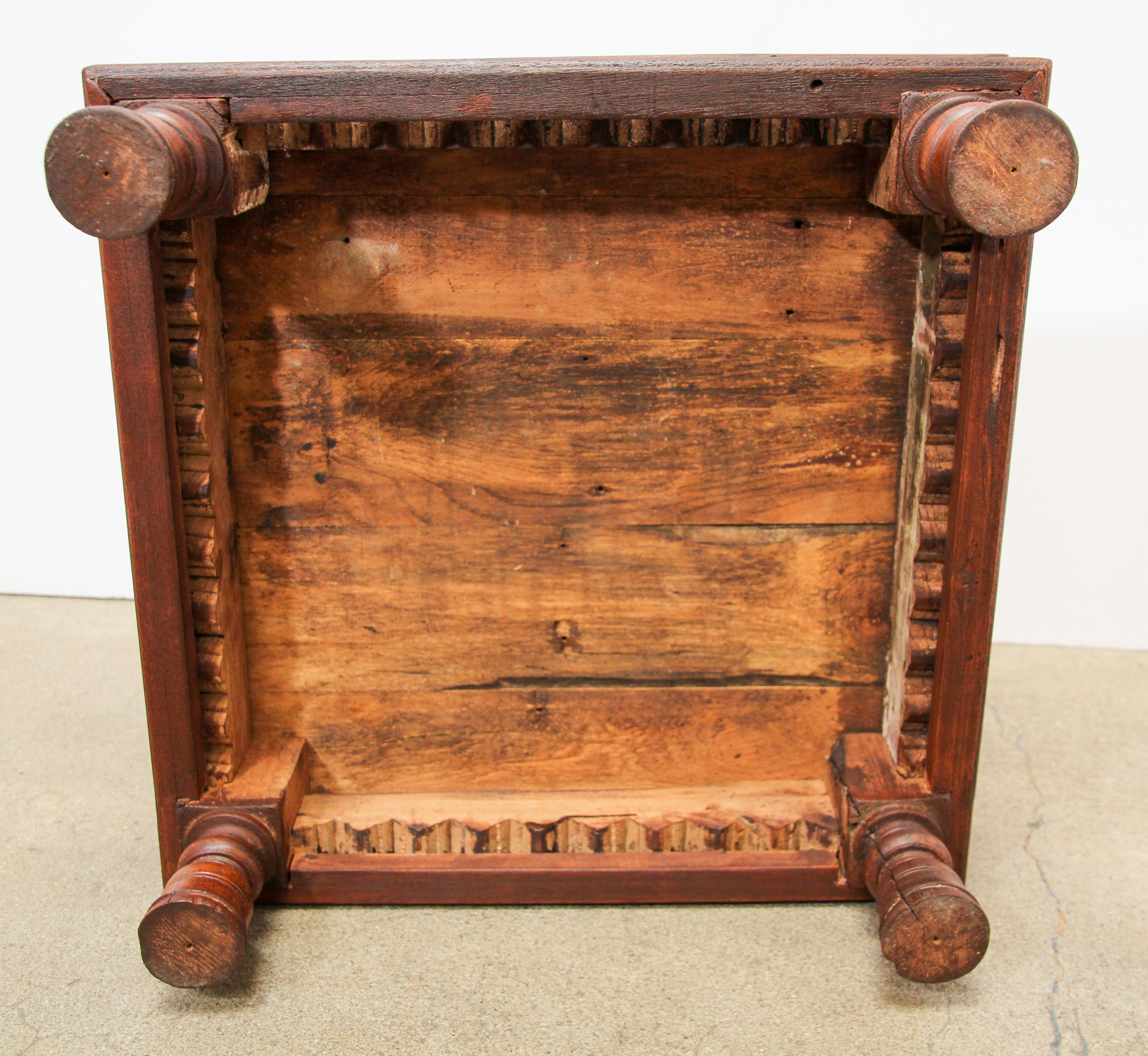 Hand-Crafted Antique Anglo-Indian Teak Side Table