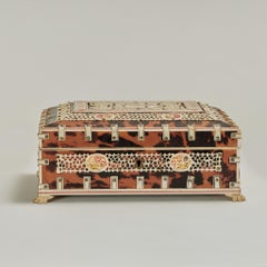 Antique Anglo Indian Tortoise and Painted Bone Box