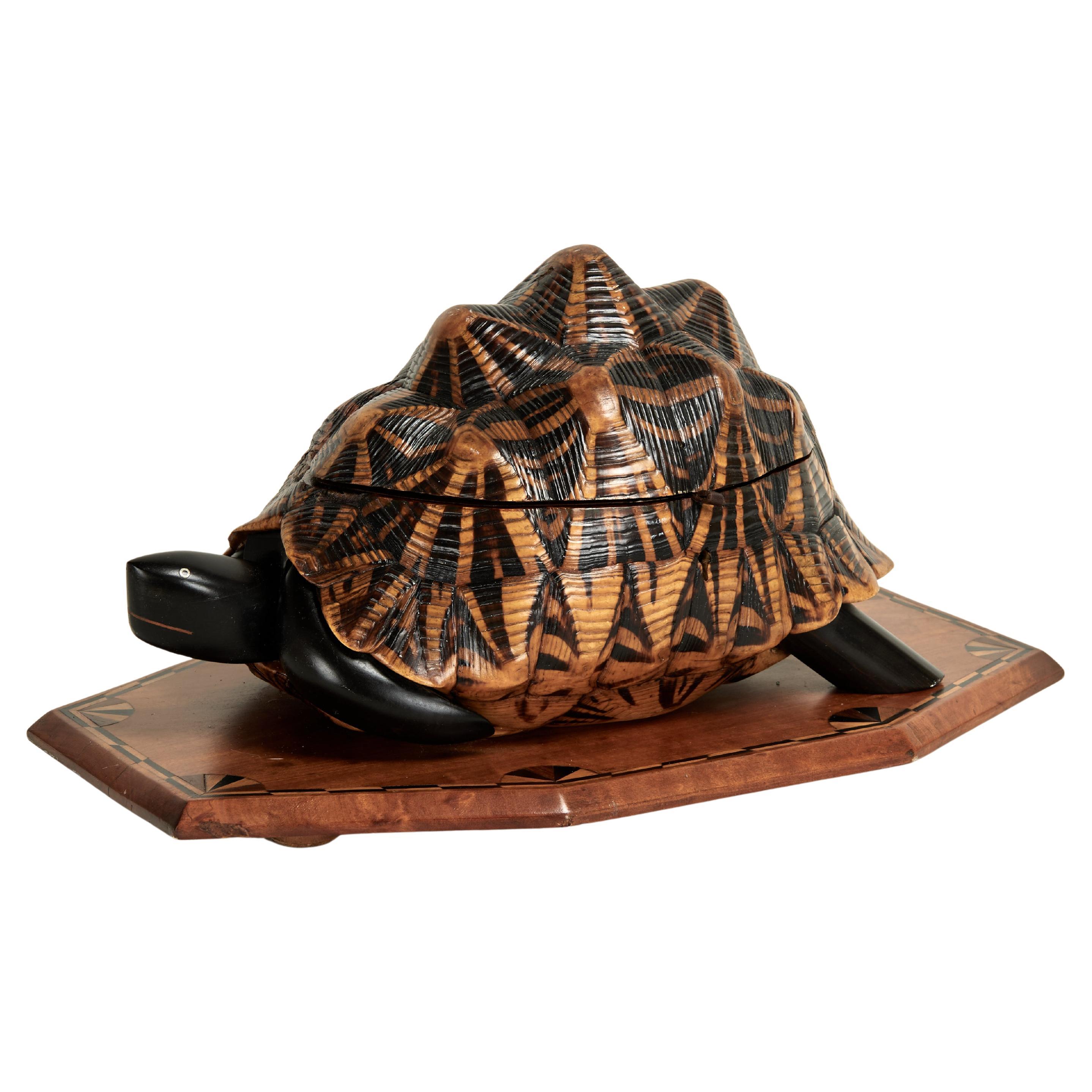 Antique Anglo Indian Tortoise Tea Caddy Box For Sale