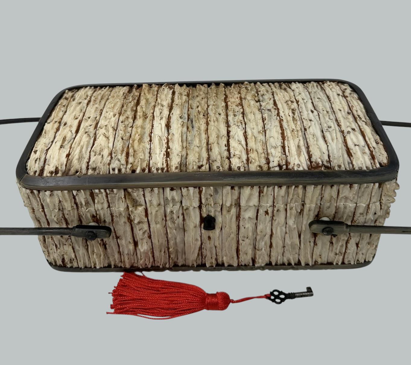 Ancien coffret à bijoux en bois de santal en corne de cerf Anglo-Indien Vizagapatam Bon état - En vente à Dublin, Ireland