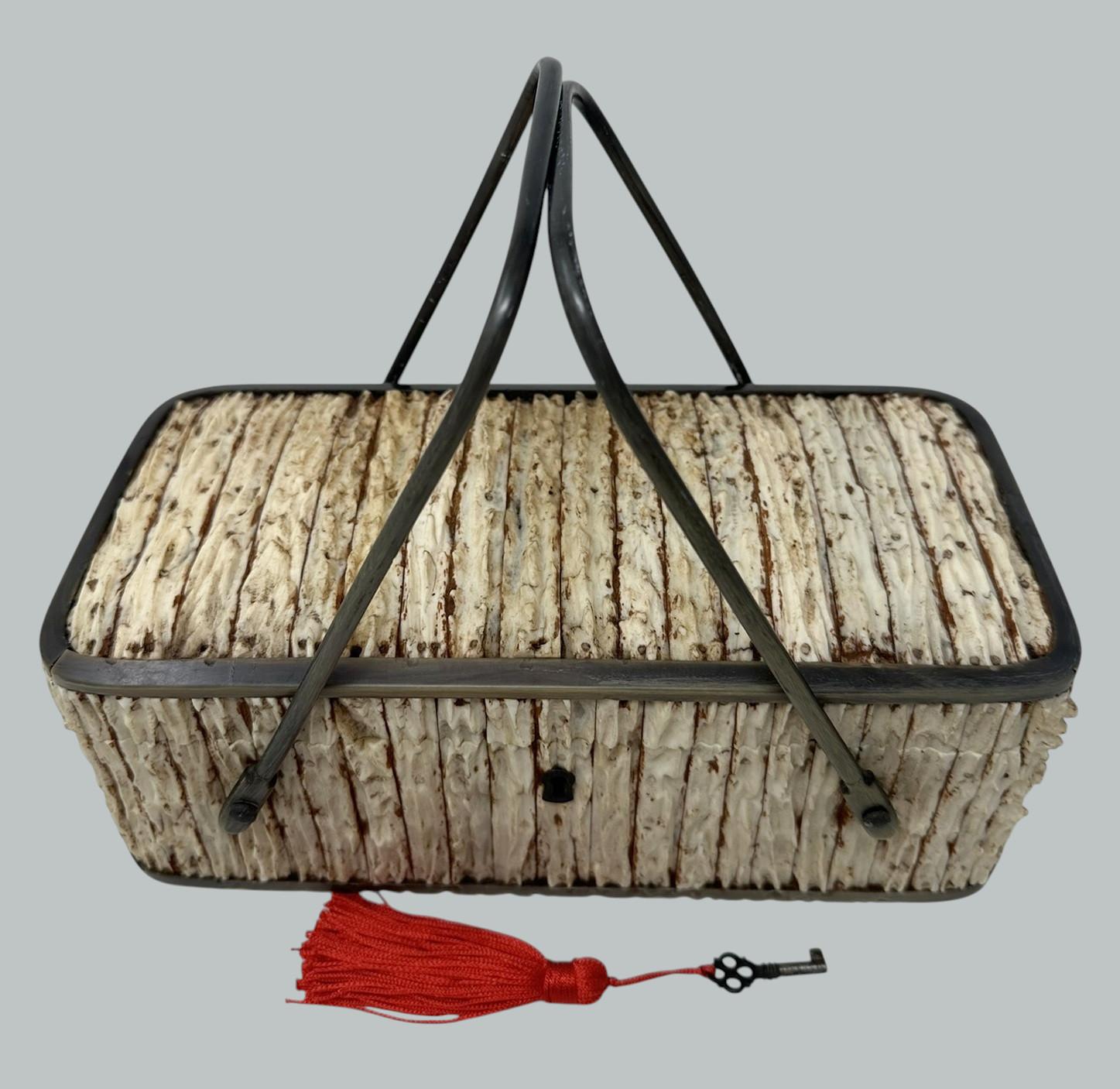 XIXe siècle Ancien coffret à bijoux en bois de santal en corne de cerf Anglo-Indien Vizagapatam en vente