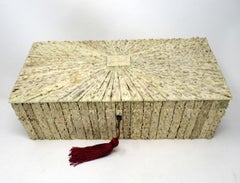 Antique boîte à documents en bois de santal de l'Anglo-Indien Vizagapatam Stag Antler Horn Casket