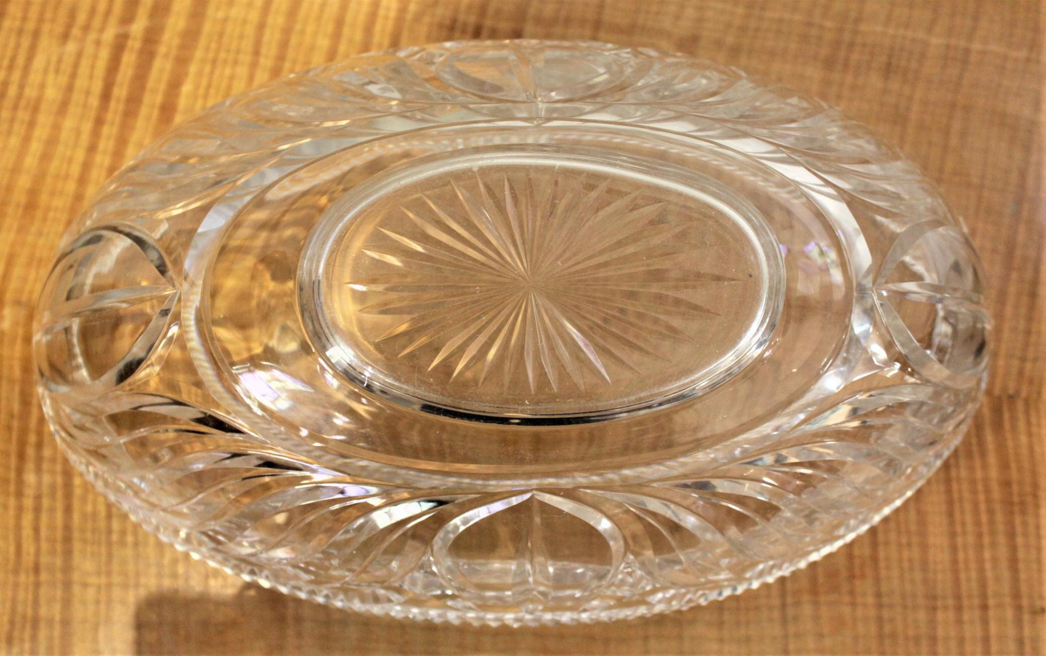 Antique Anglo-Irish Cut Crystal Centerpiece Bowl with Silver Plated Stand For Sale 5