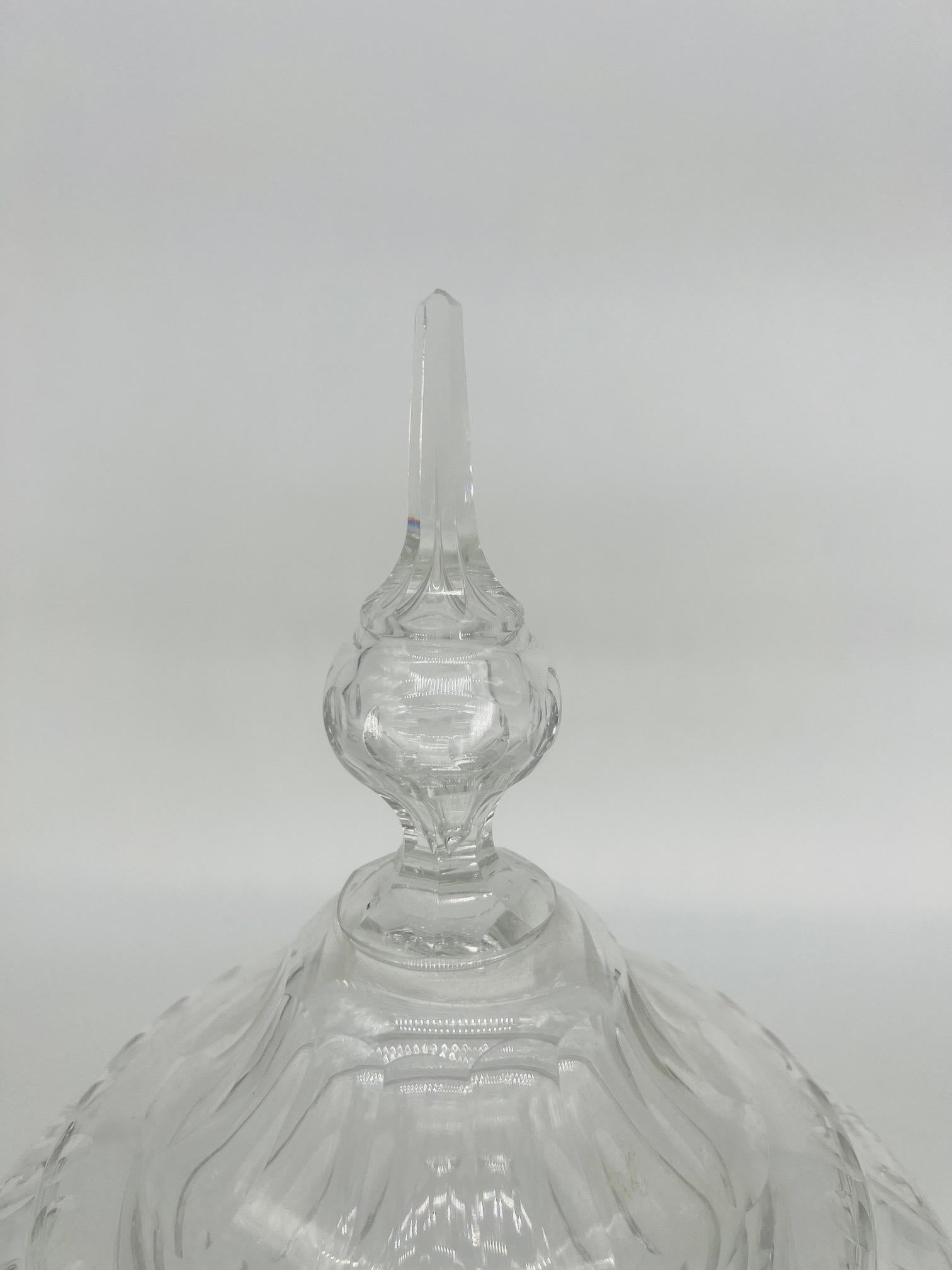 Antique Anglo-Irish Cut Crystal Lidded Urn.
