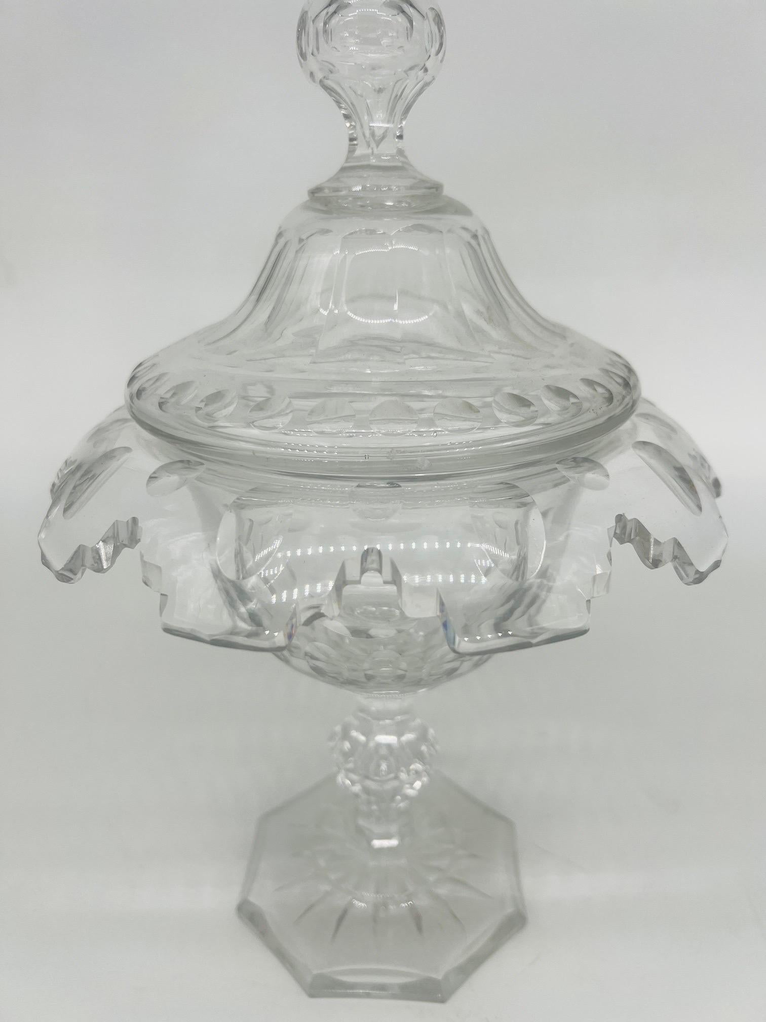 20th Century Antique Anglo-Irish Cut Crystal Lidded Urn For Sale