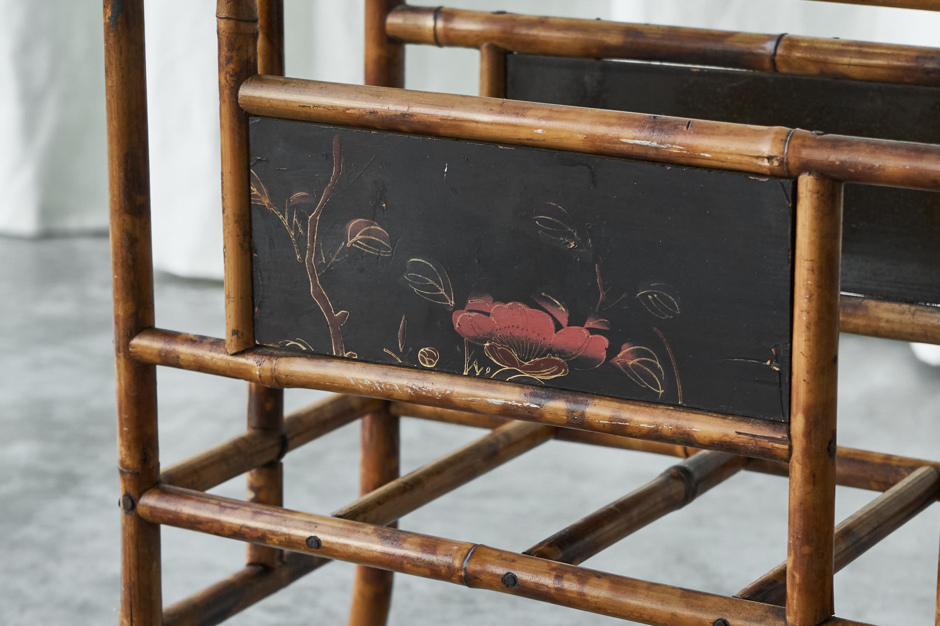 Antique Anglo Japanese Magazine Rack in Tortoiseshell Bamboo Late 19th ...