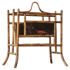 Antique Anglo Japanese Magazine Rack in Tortoiseshell Bamboo Late 19th Century