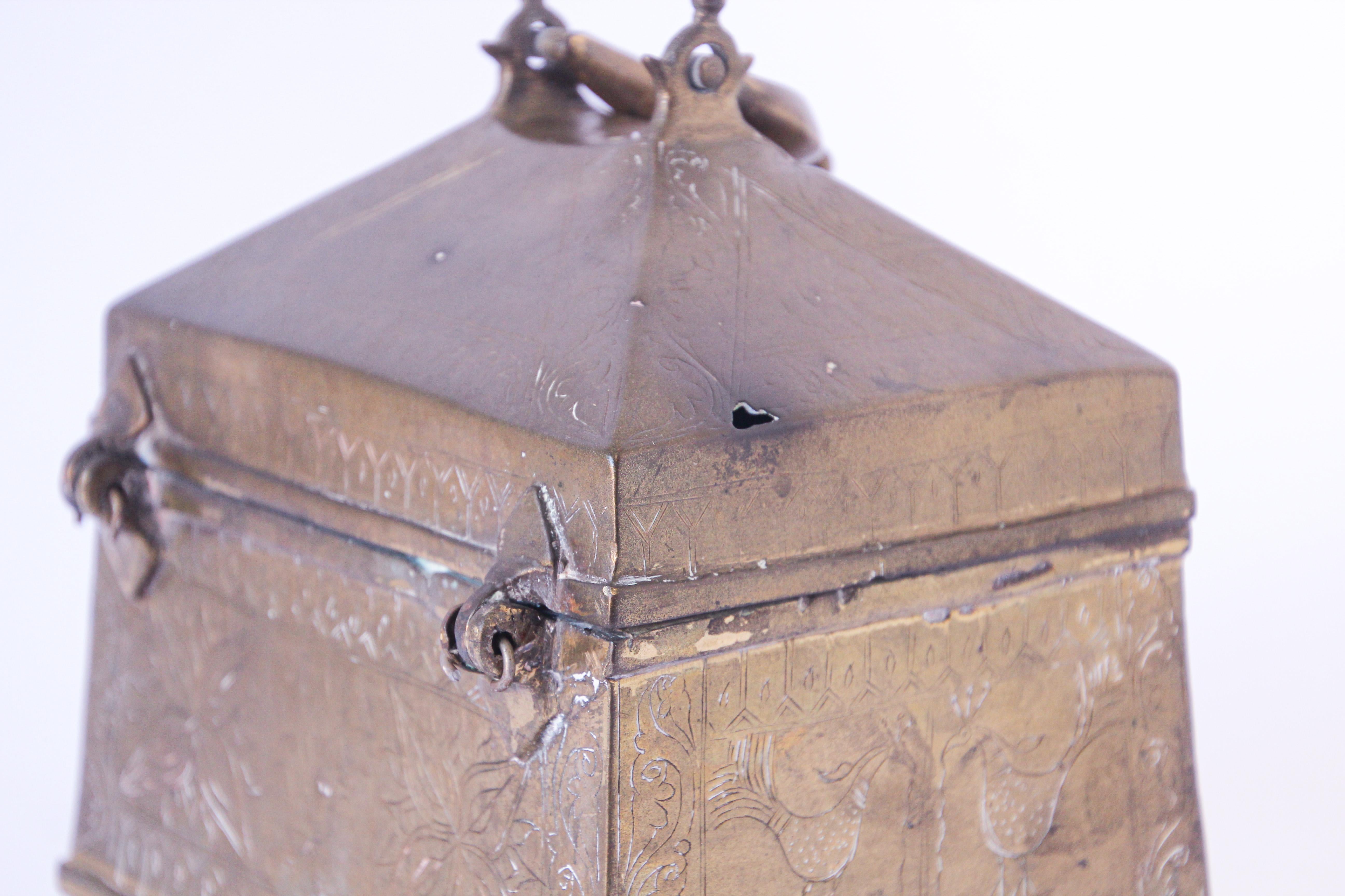 Antique Anglo Raj Brass Jewelry Box 5