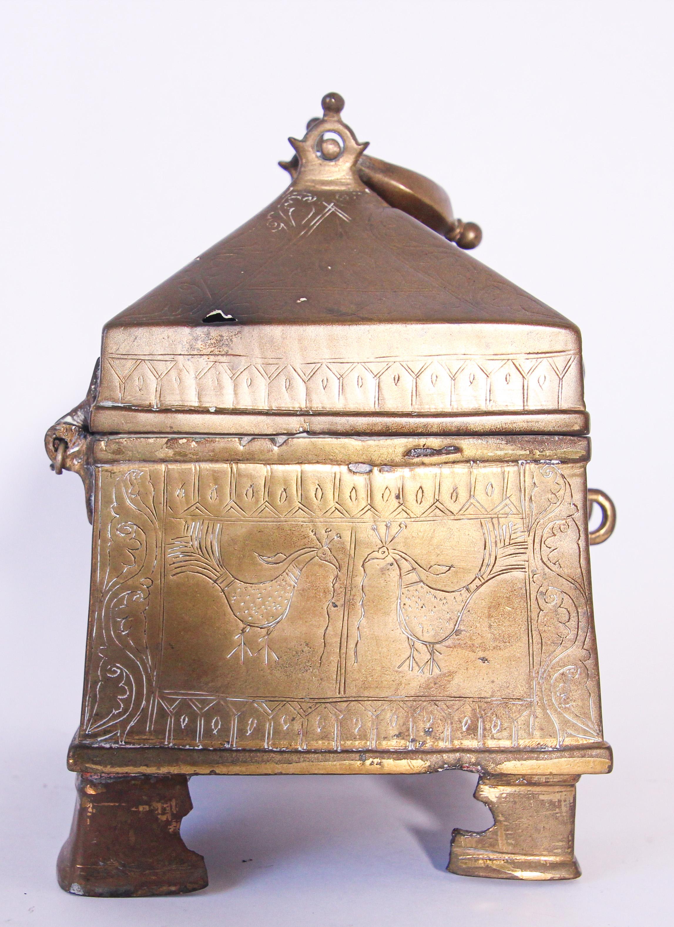 Antique Anglo Raj Brass Jewelry Box 8